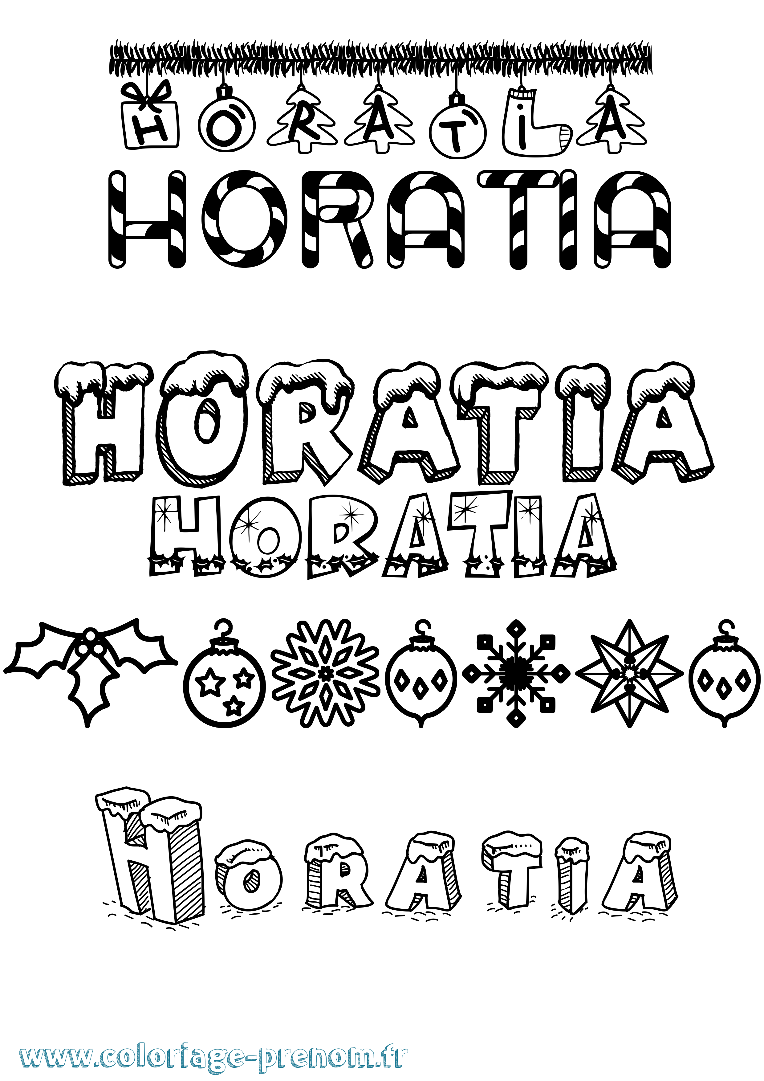 Coloriage Horatia Noël Coloriage prénom Horatia Noël