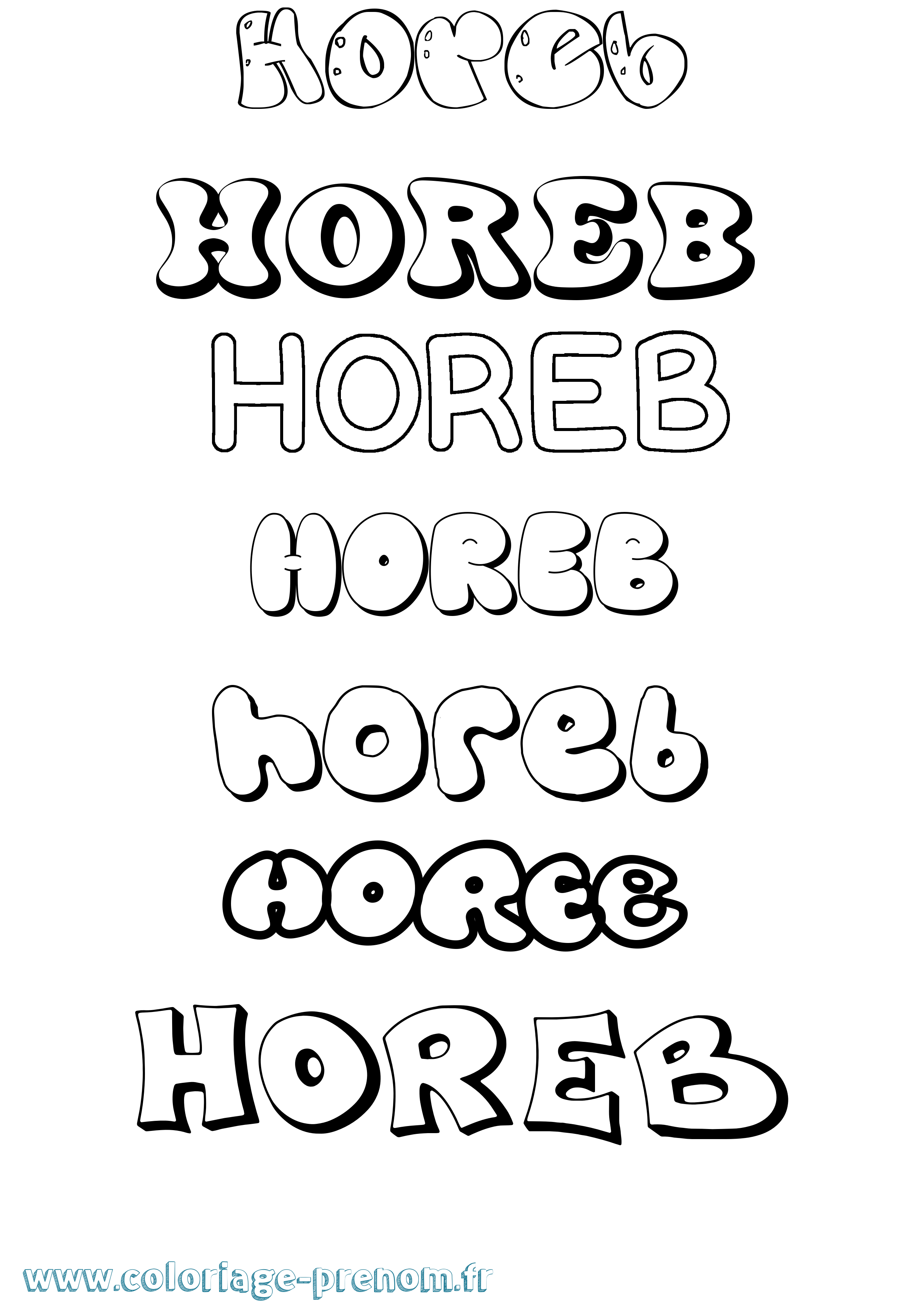 Coloriage Horeb Bubble Coloriage prénom Horeb Bubble