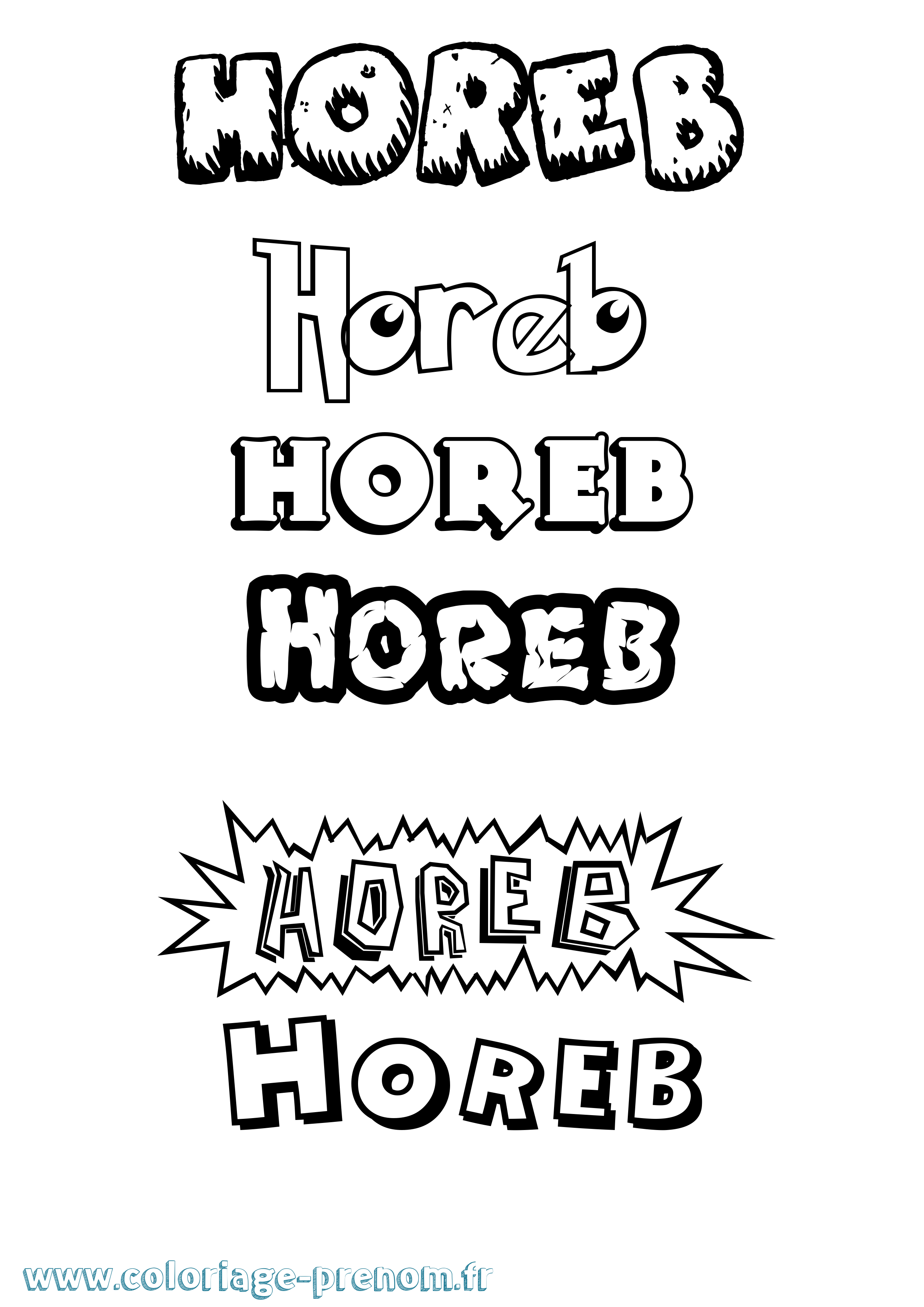 Coloriage Horeb Dessin Animé Coloriage prénom Horeb Dessin Animé