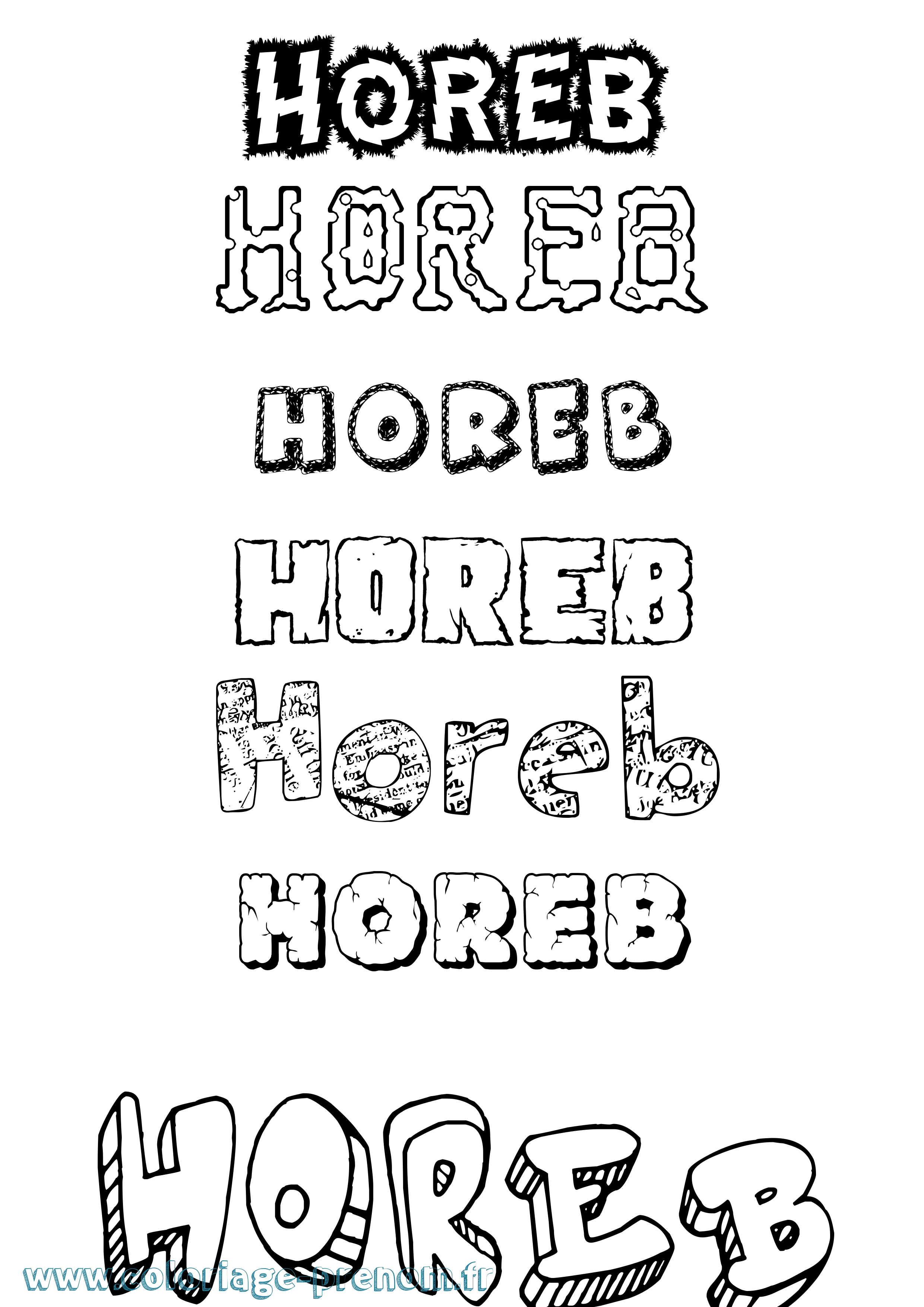 Coloriage Horeb Destructuré Coloriage prénom Horeb Destructuré