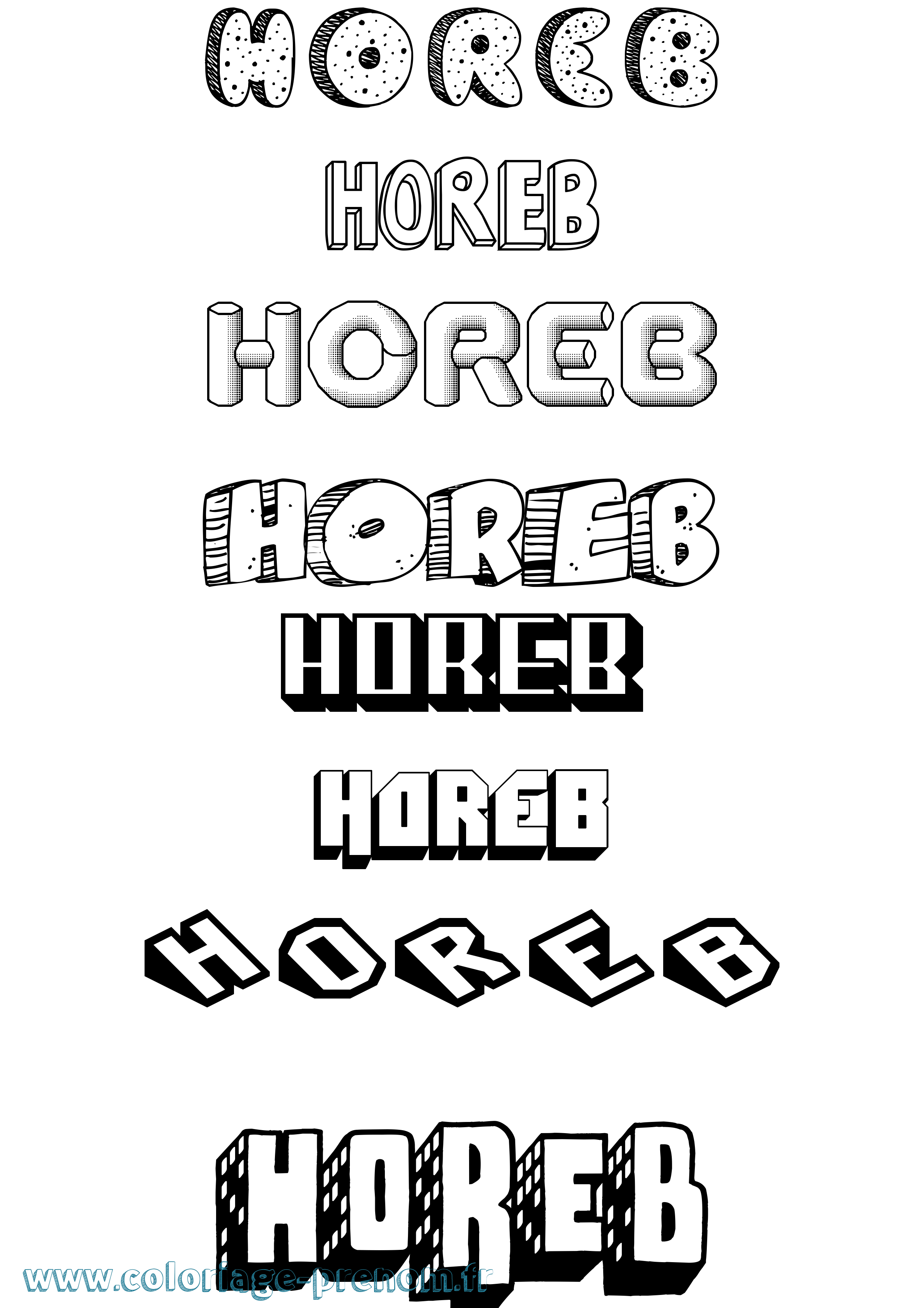 Coloriage Horeb Effet 3D Coloriage prénom Horeb Effet 3D