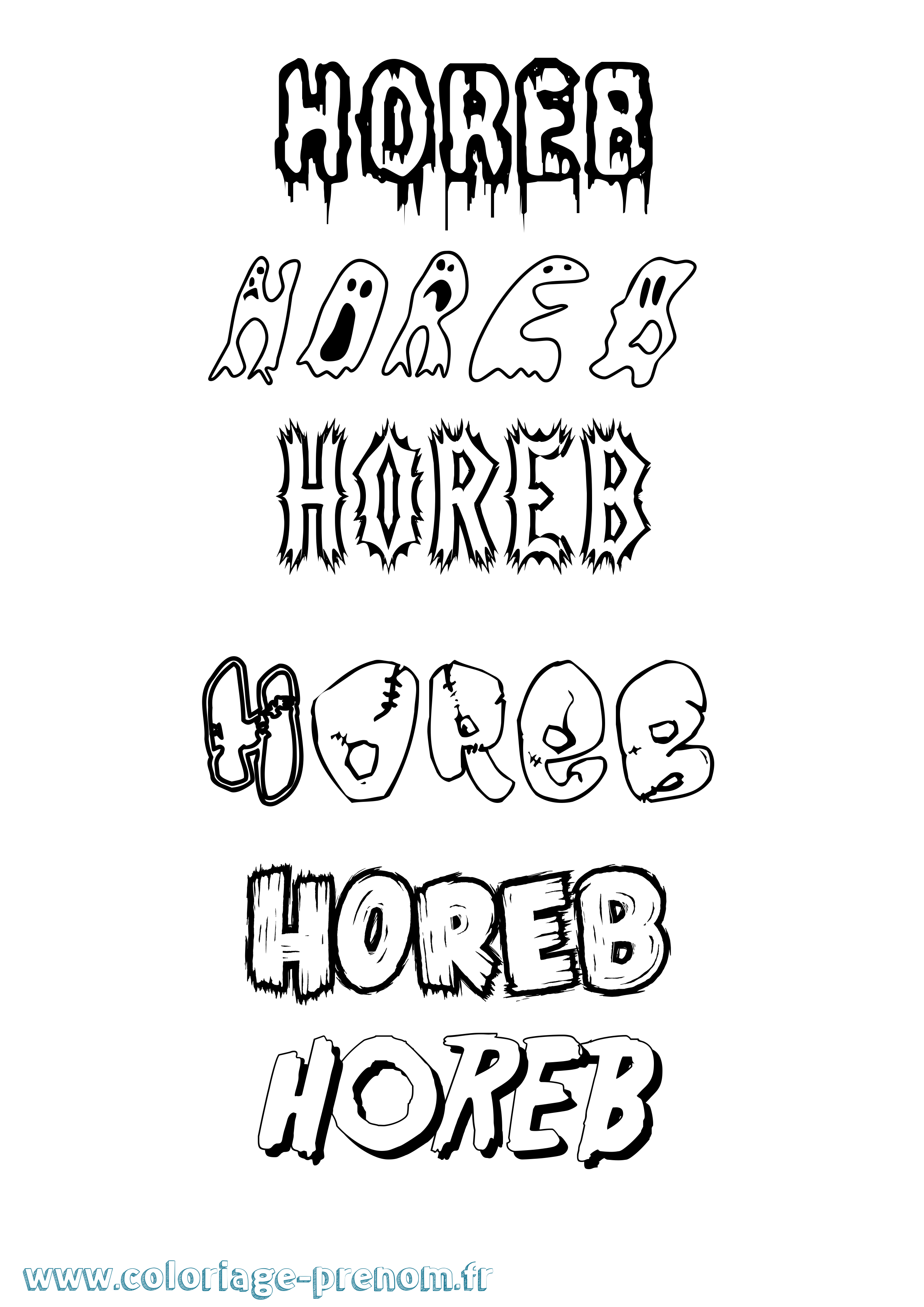 Coloriage Horeb Frisson Coloriage prénom Horeb Frisson