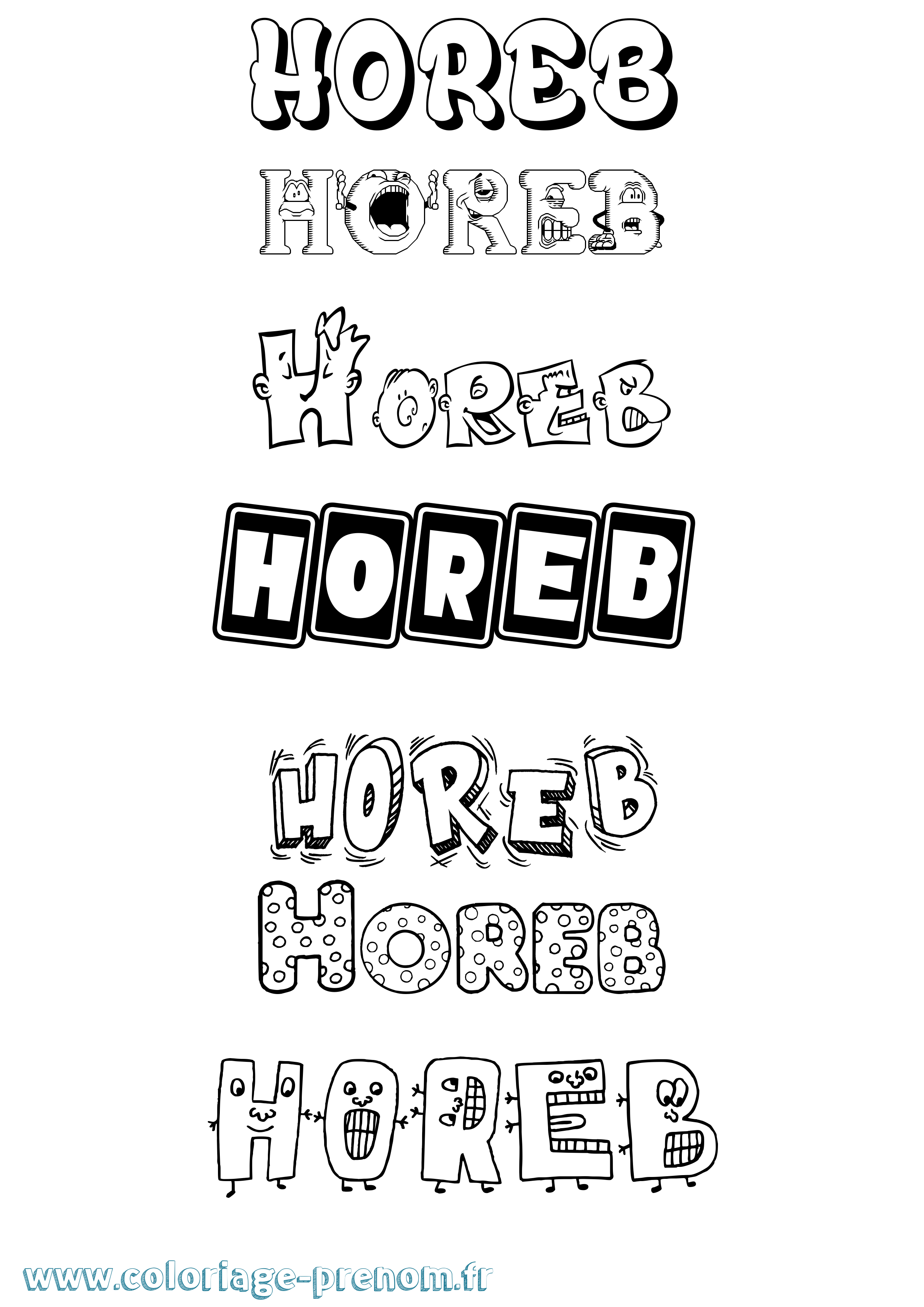 Coloriage Horeb Fun Coloriage prénom Horeb Fun