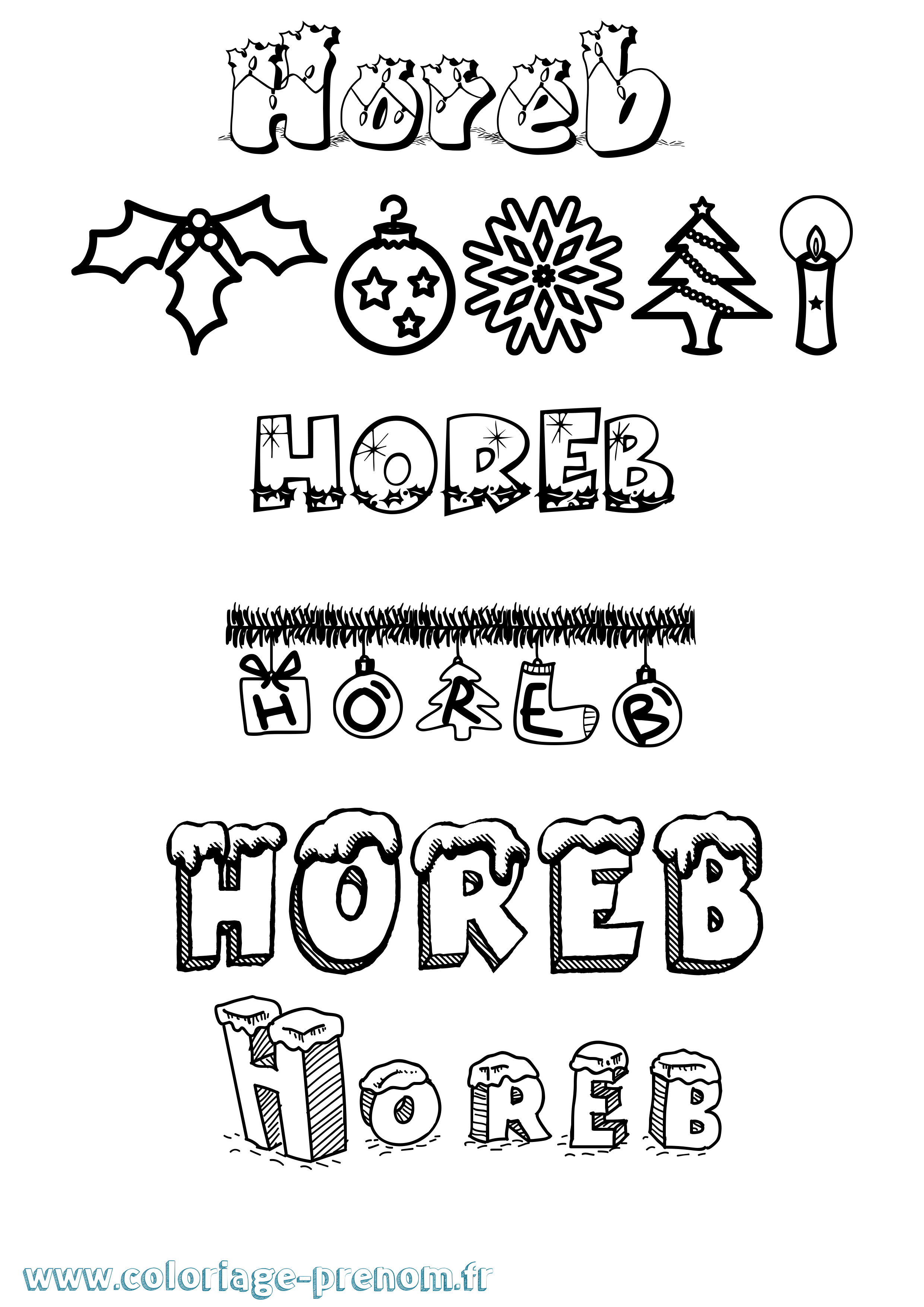 Coloriage Horeb Noël Coloriage prénom Horeb Noël