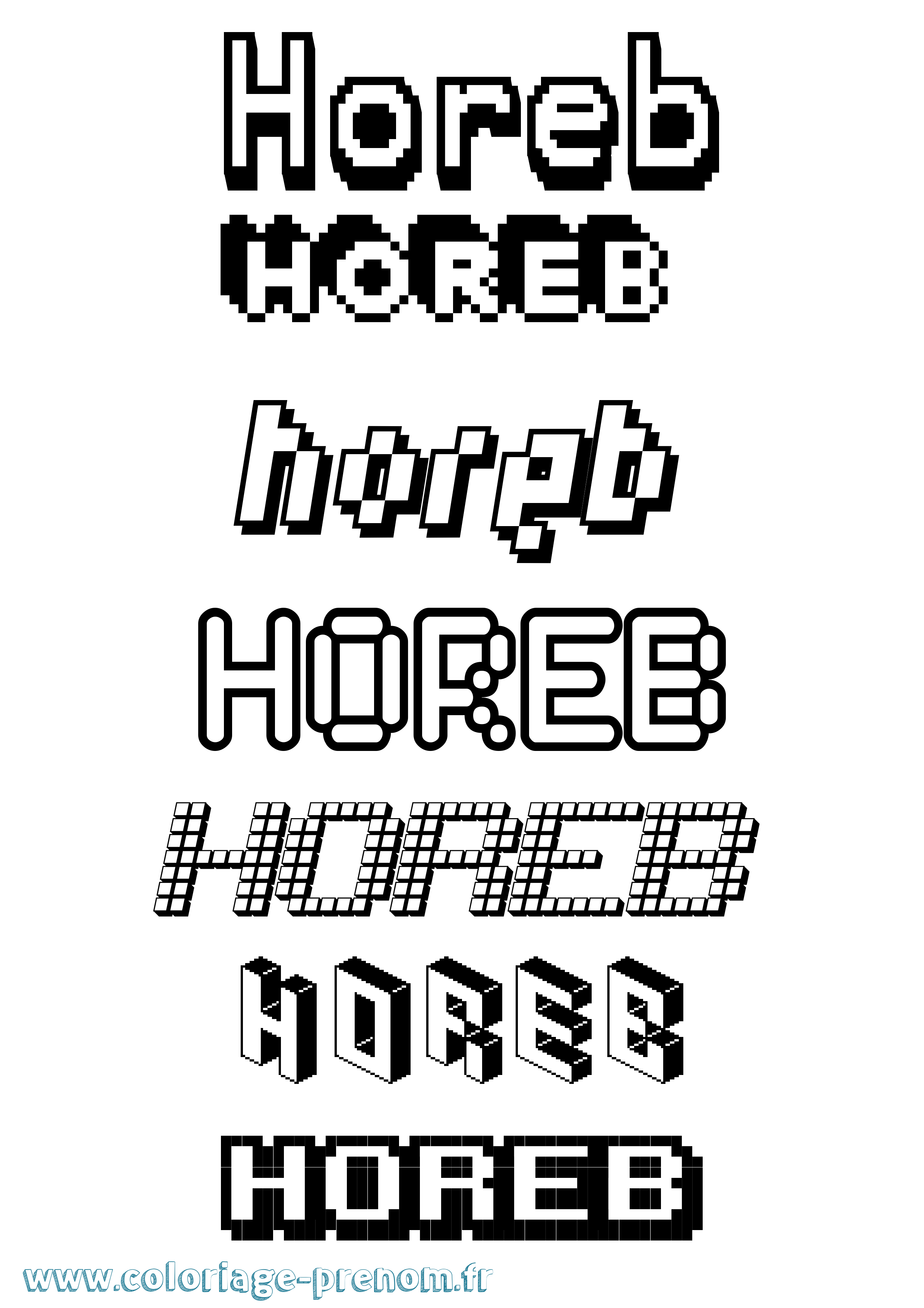 Coloriage Horeb Pixel Coloriage prénom Horeb Pixel