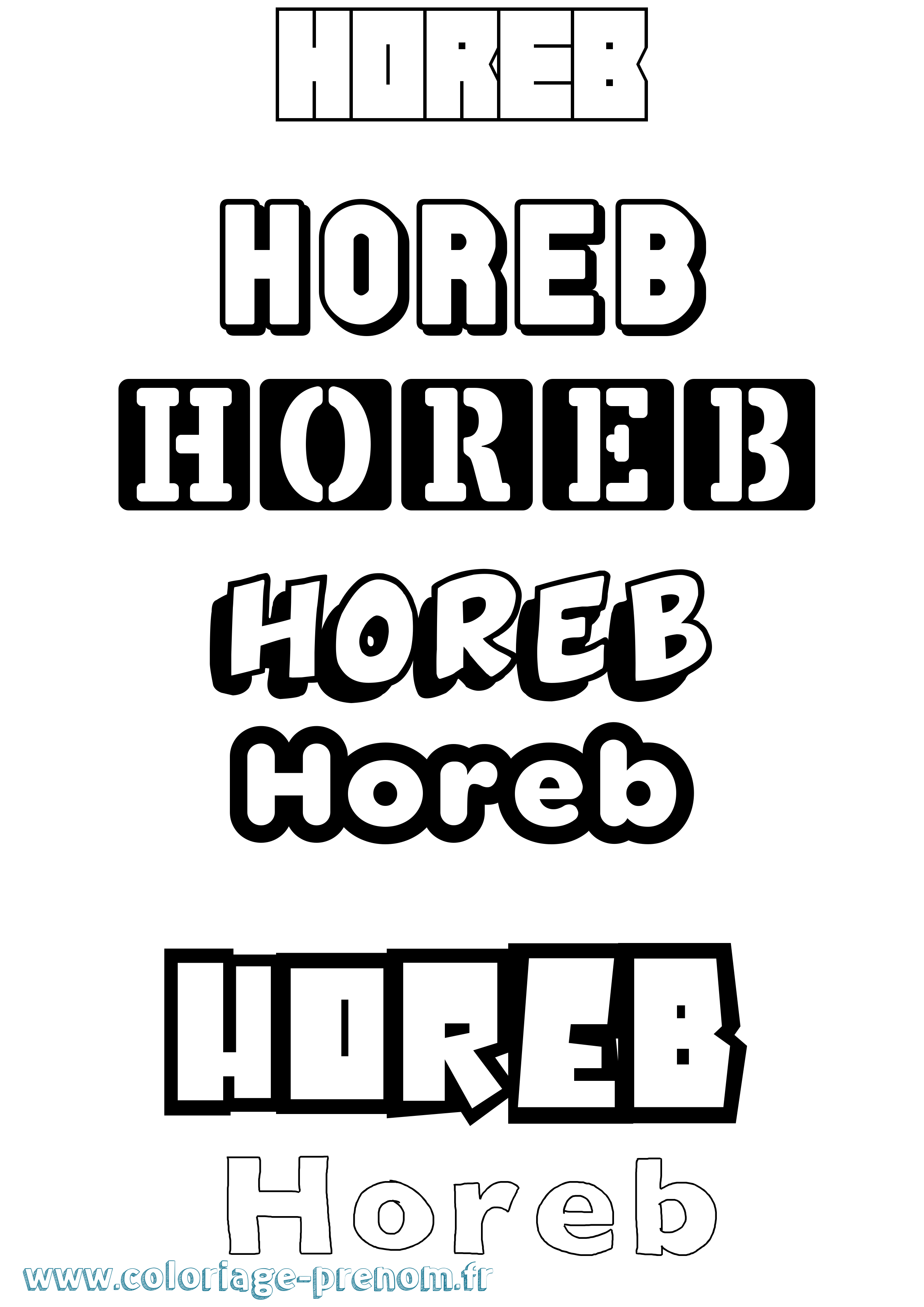 Coloriage Horeb Simple Coloriage prénom Horeb Simple