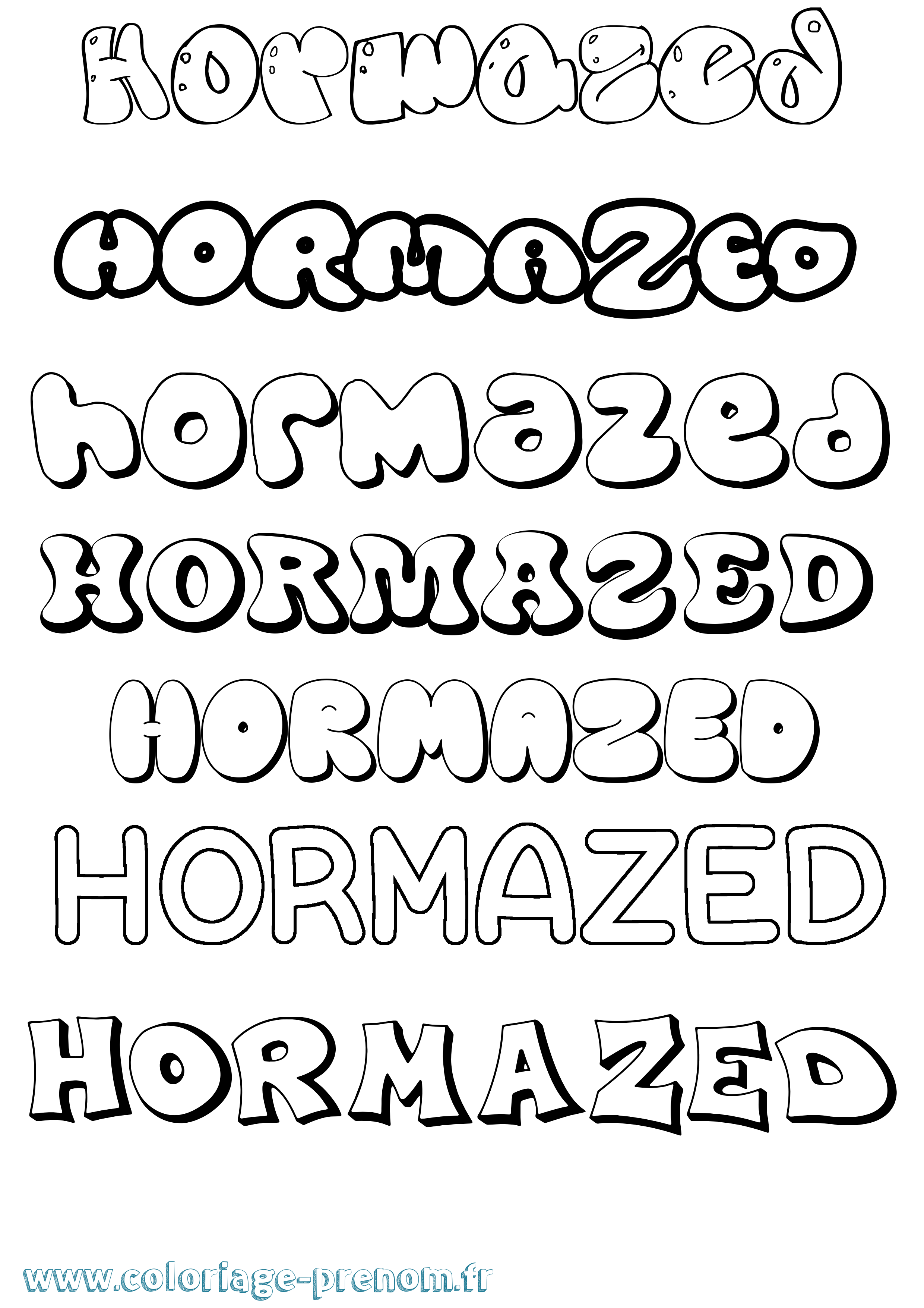 Coloriage Hormazed Bubble Coloriage prénom Hormazed Bubble