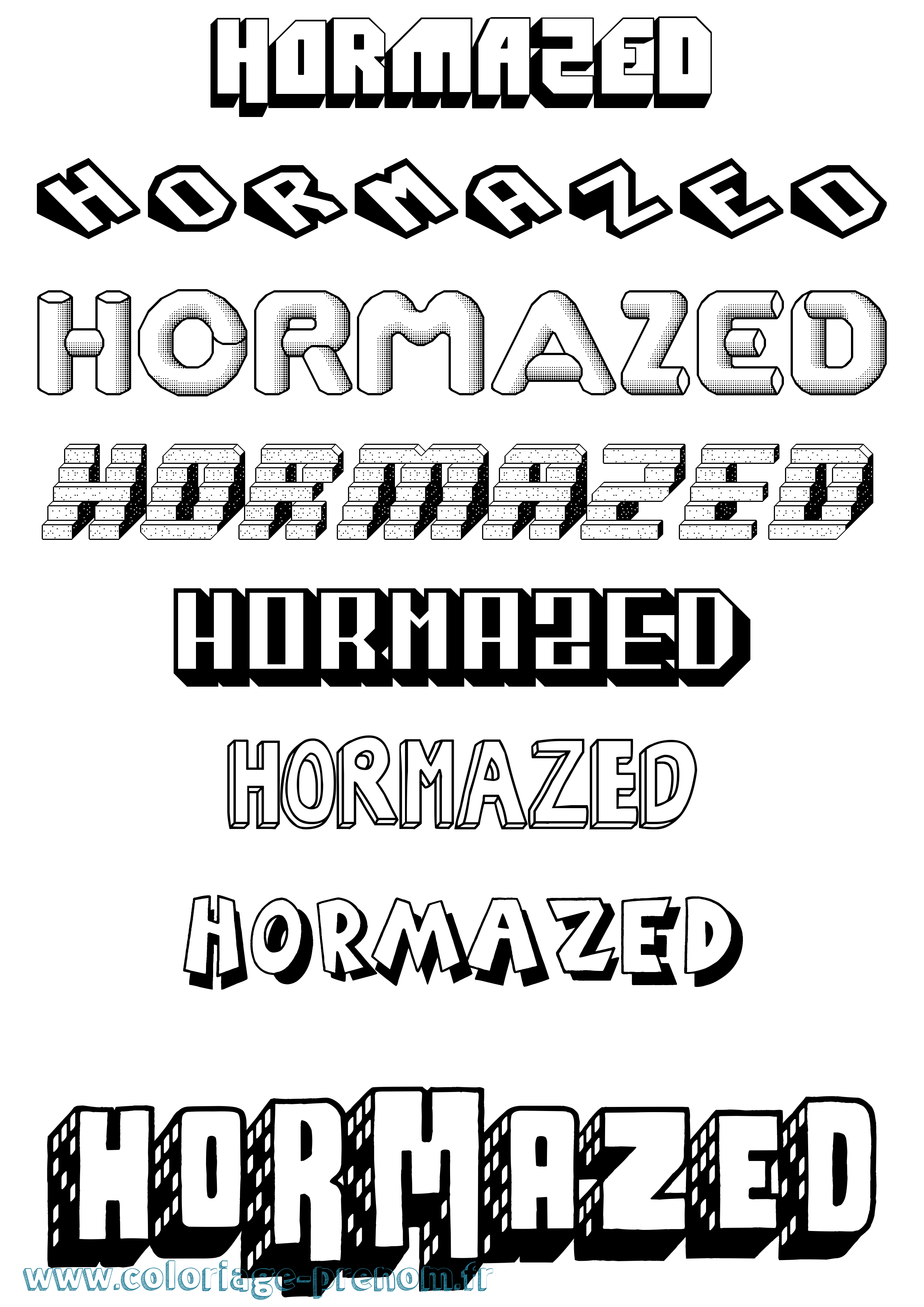 Coloriage Hormazed Effet 3D Coloriage prénom Hormazed Effet 3D