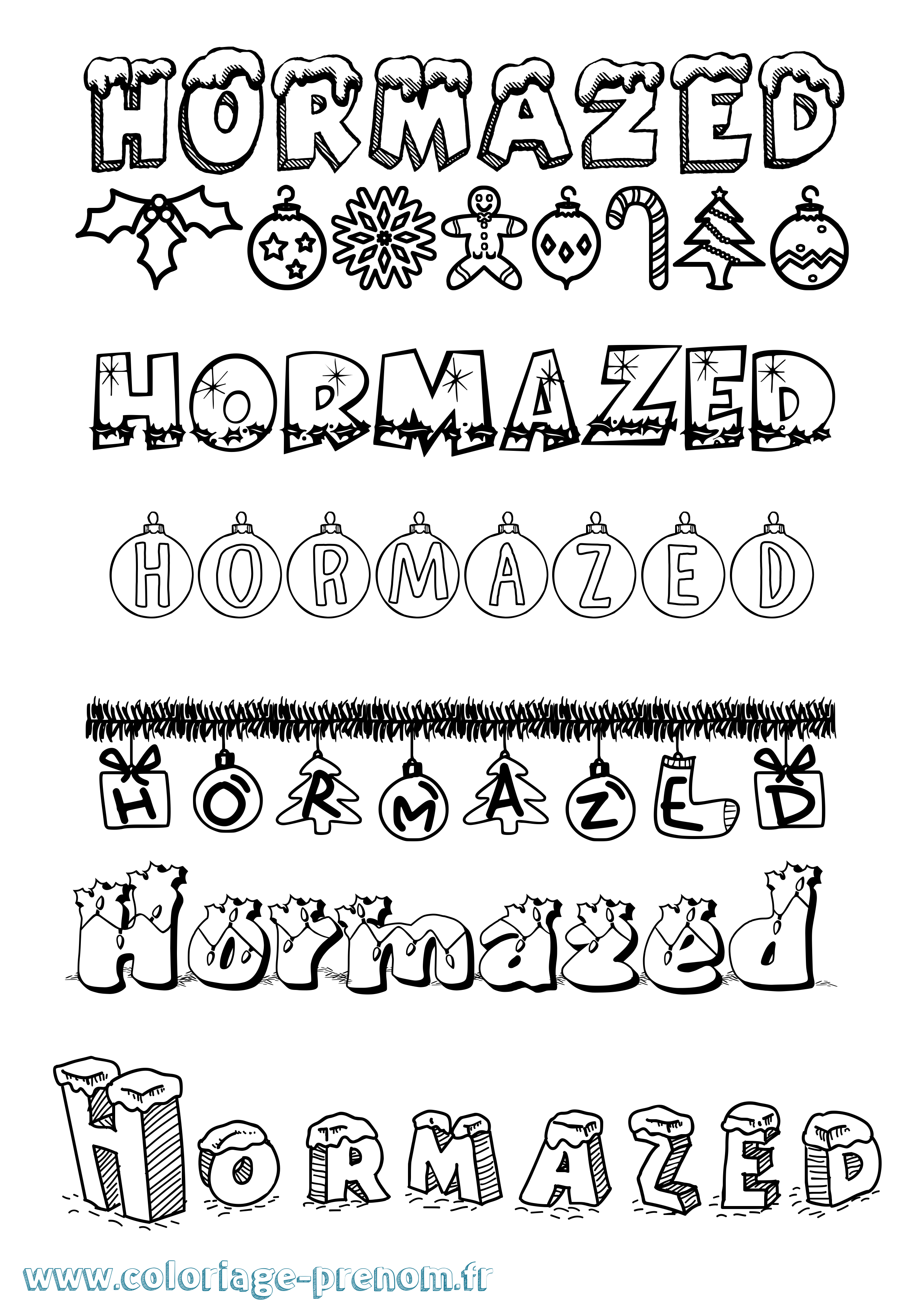 Coloriage Hormazed Noël Coloriage prénom Hormazed Noël