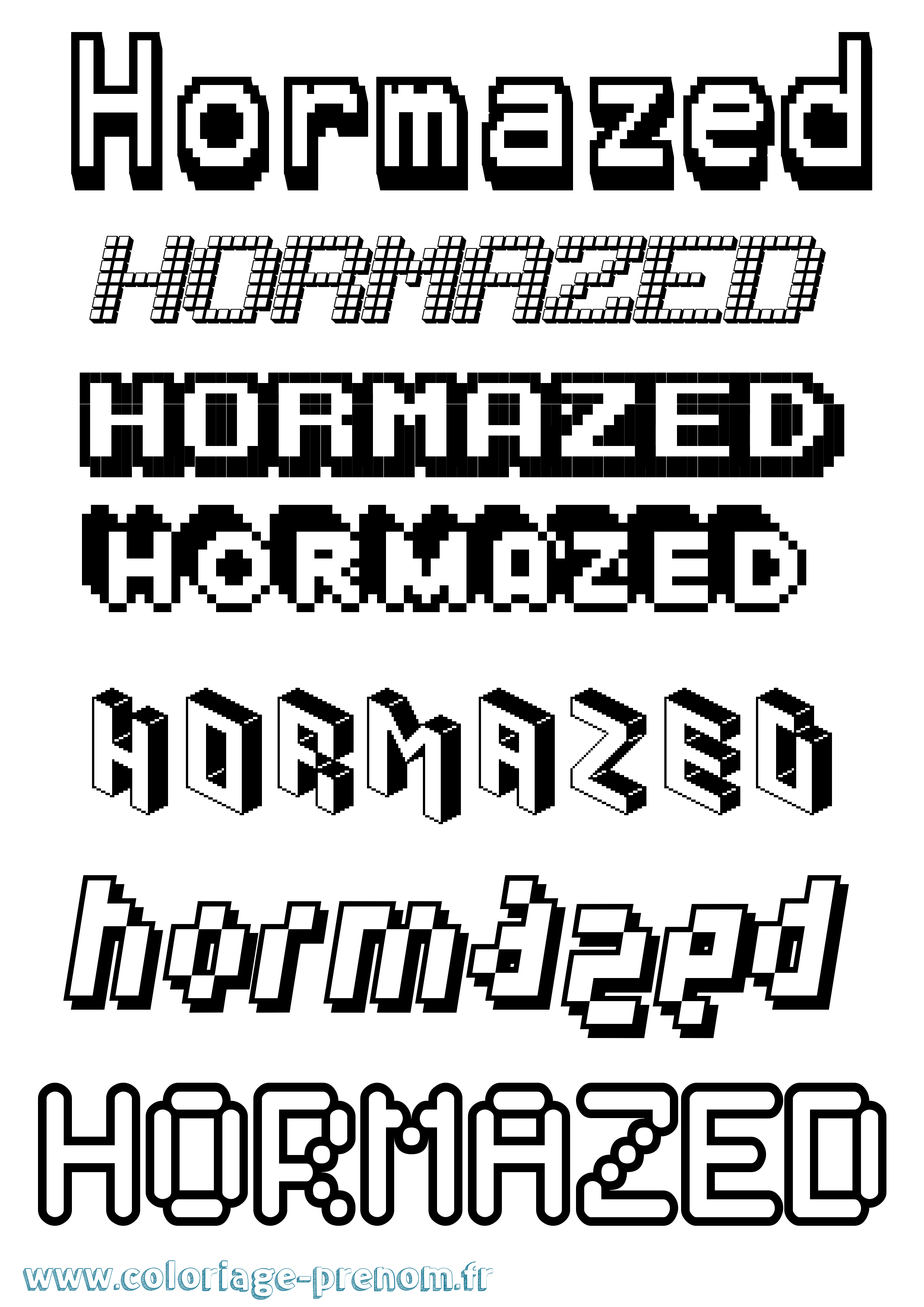 Coloriage Hormazed Pixel Coloriage prénom Hormazed Pixel