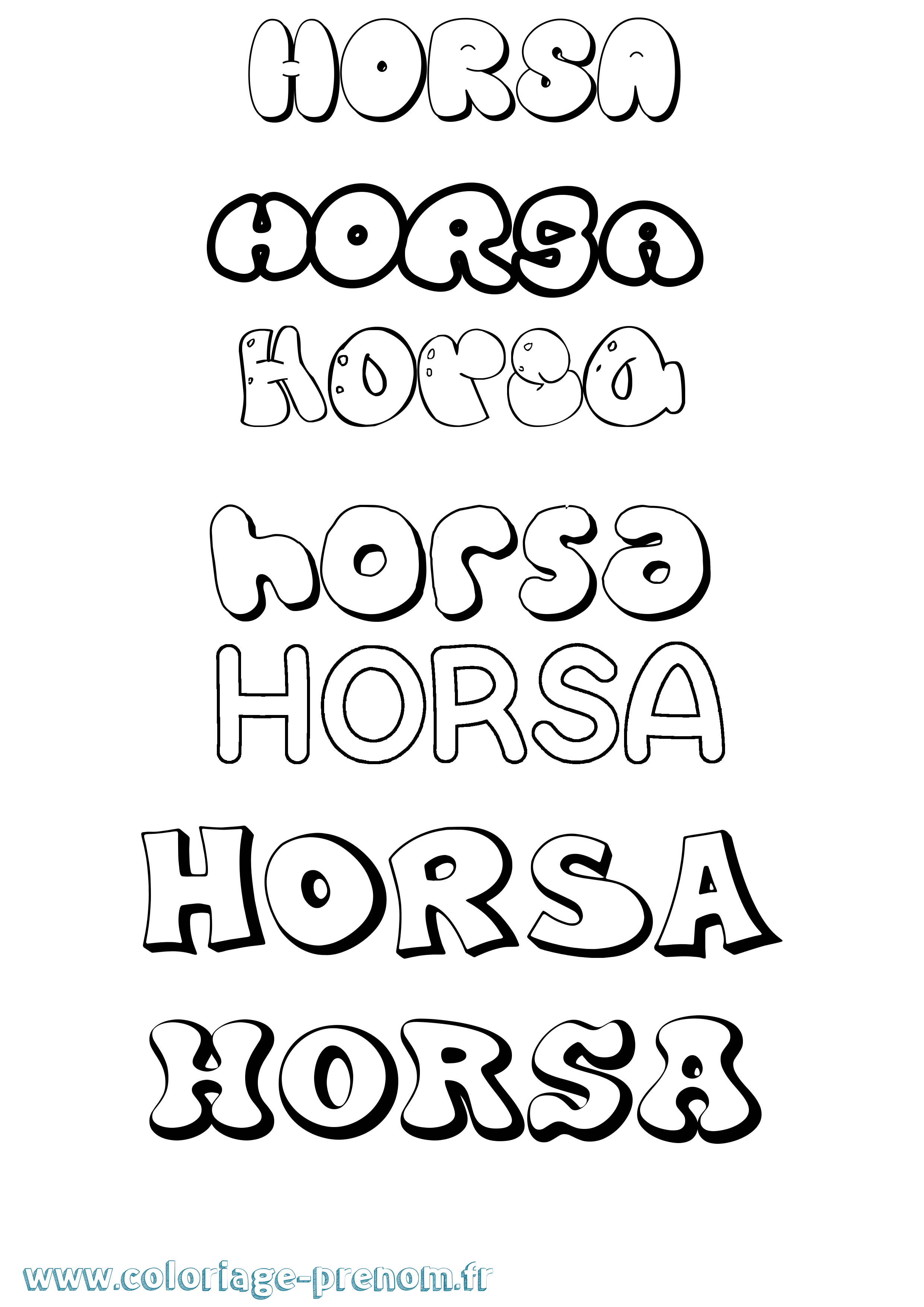 Coloriage Horsa Bubble Coloriage prénom Horsa Bubble
