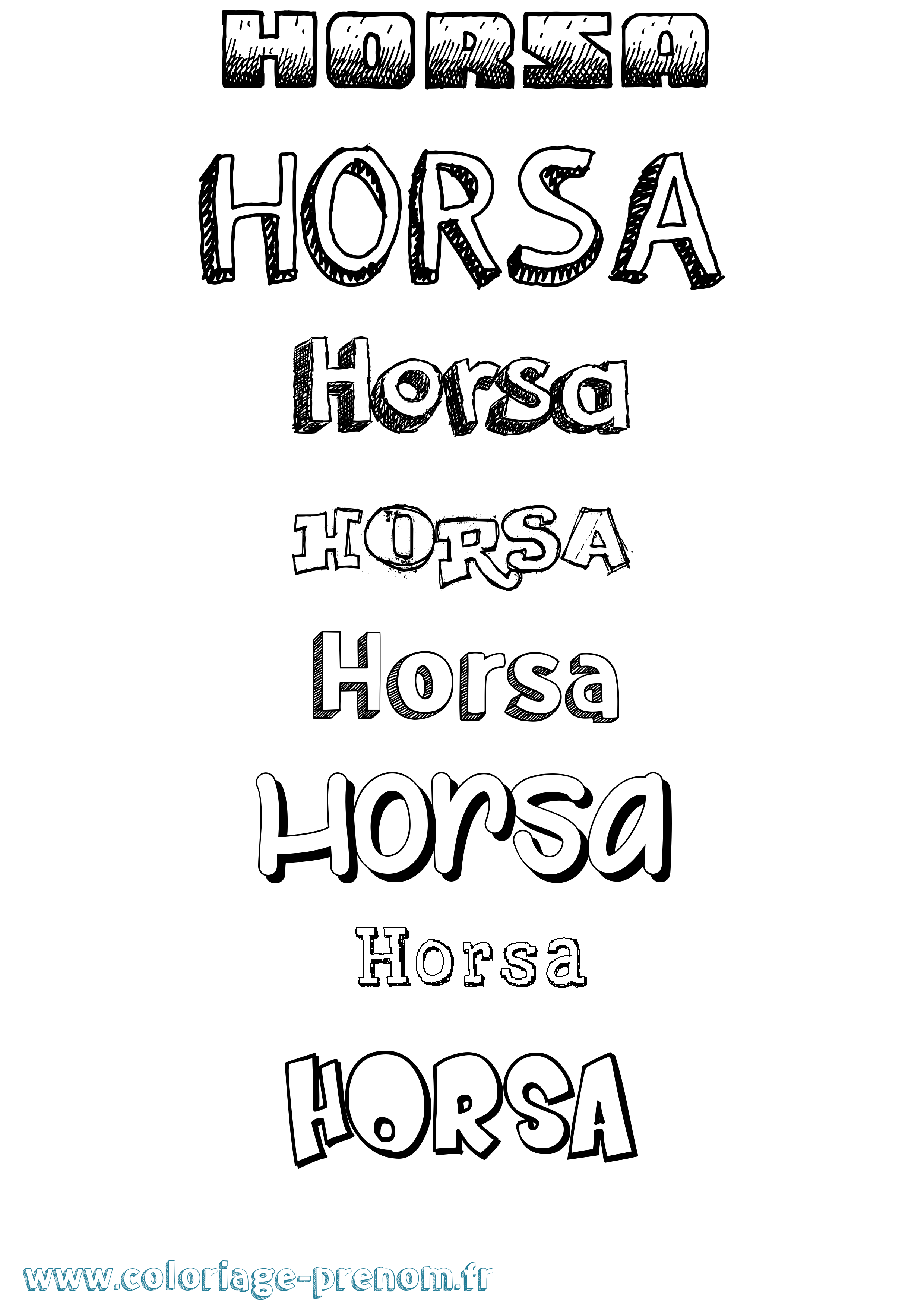 Coloriage Horsa Dessiné Coloriage prénom Horsa Dessiné