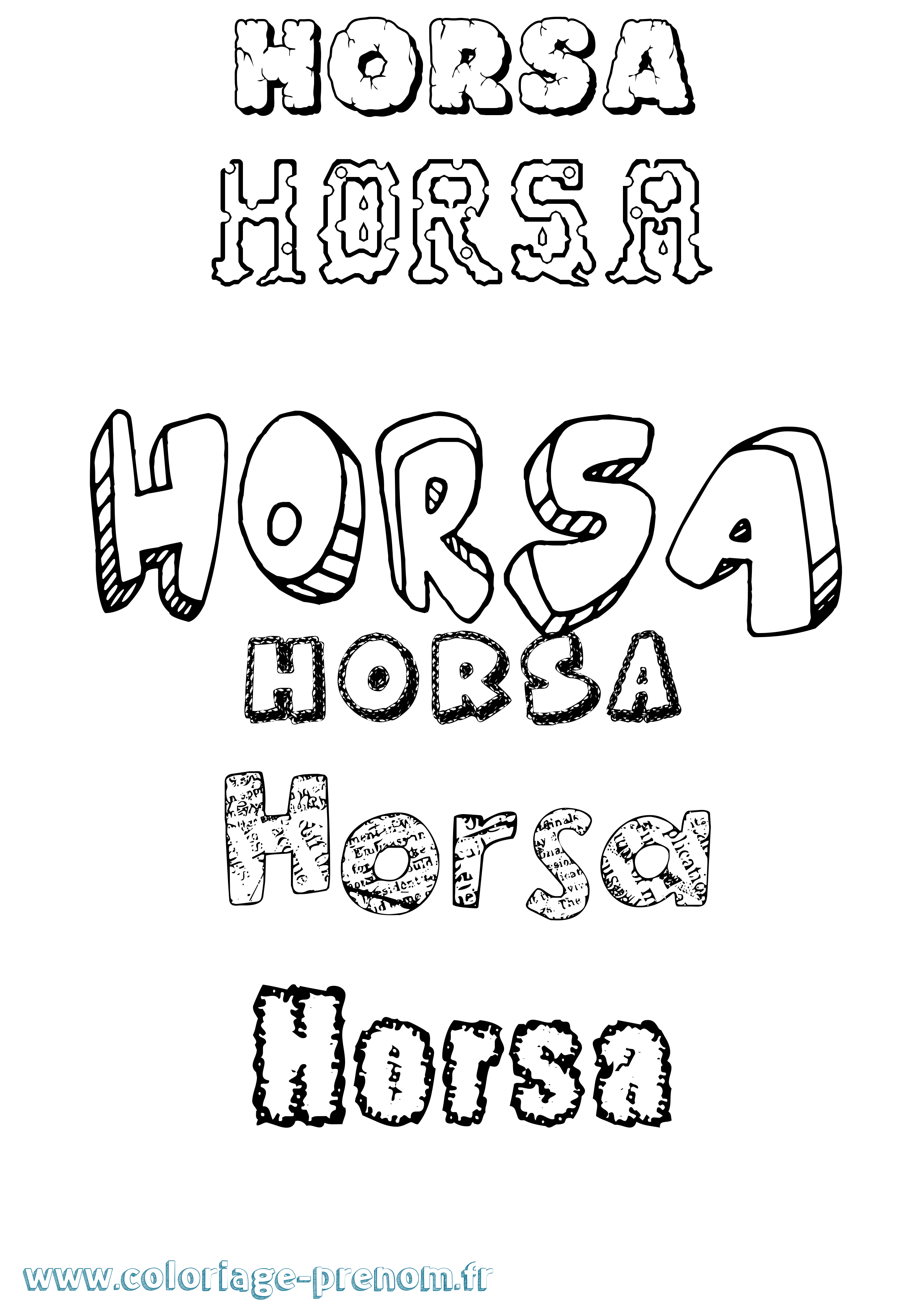 Coloriage Horsa Destructuré Coloriage prénom Horsa Destructuré