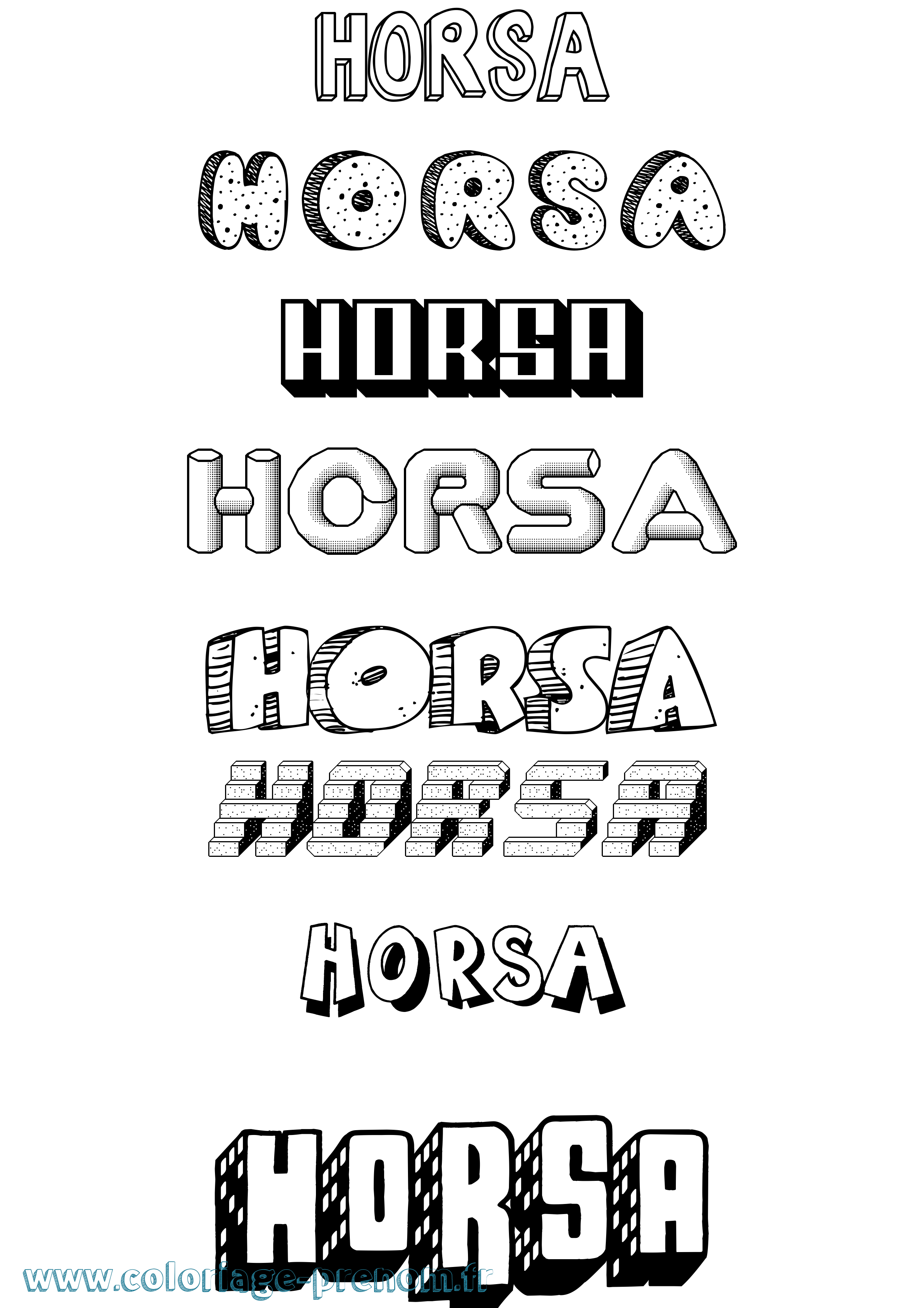 Coloriage Horsa Effet 3D Coloriage prénom Horsa Effet 3D