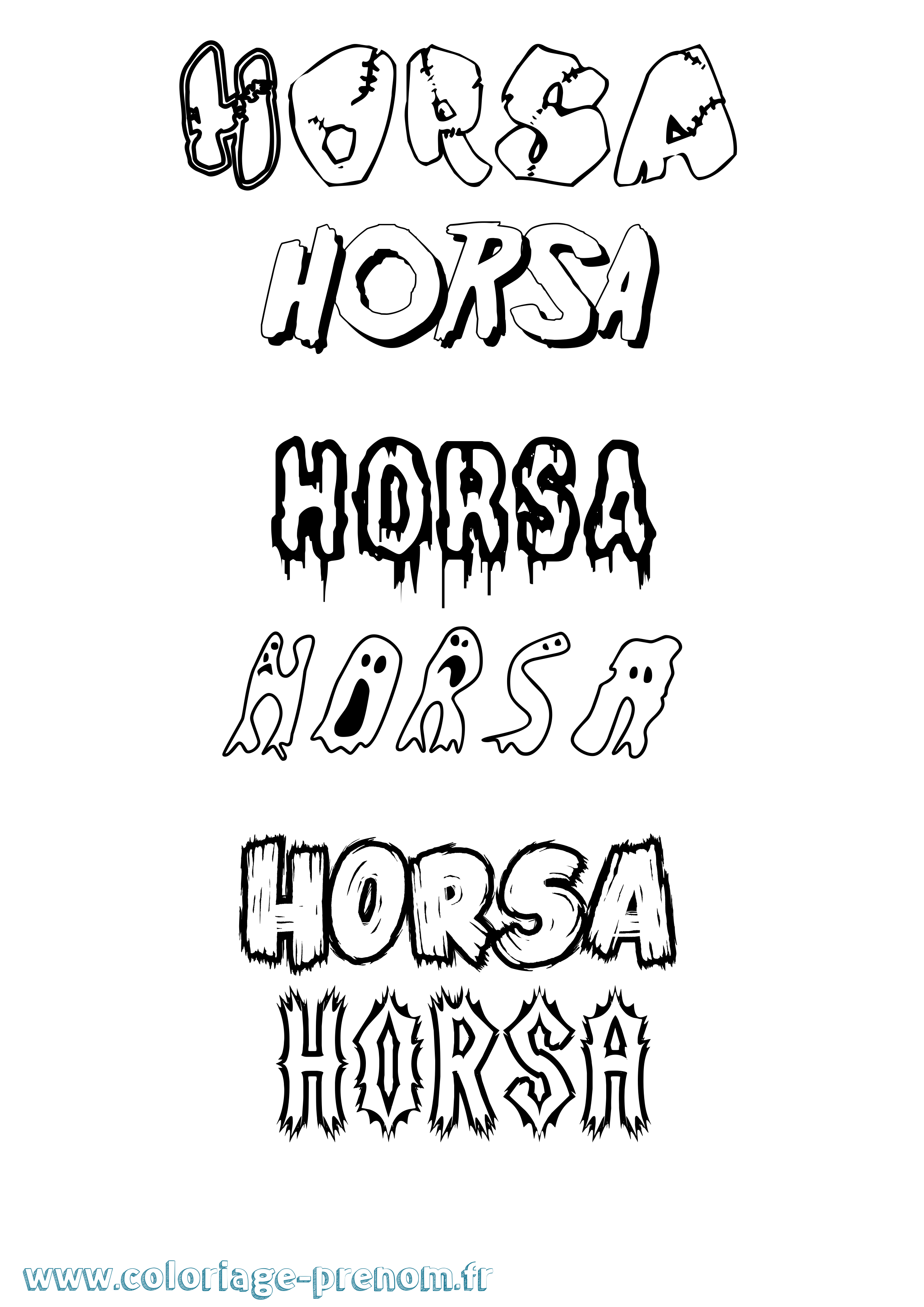 Coloriage Horsa Frisson Coloriage prénom Horsa Frisson