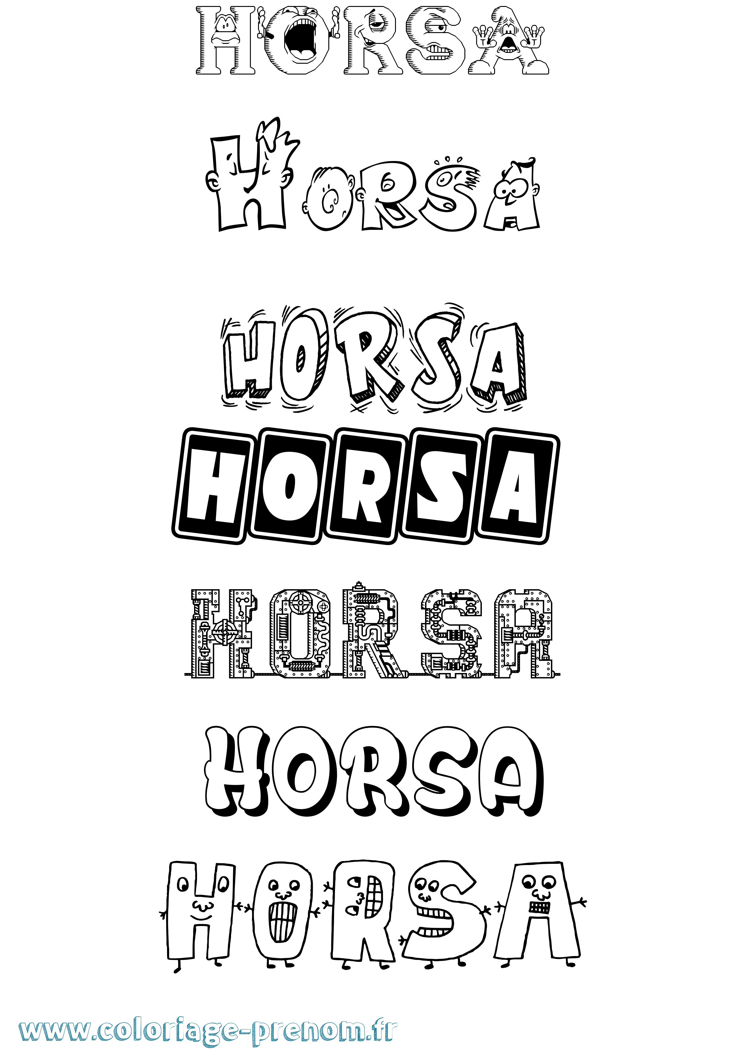 Coloriage Horsa Fun Coloriage prénom Horsa Fun