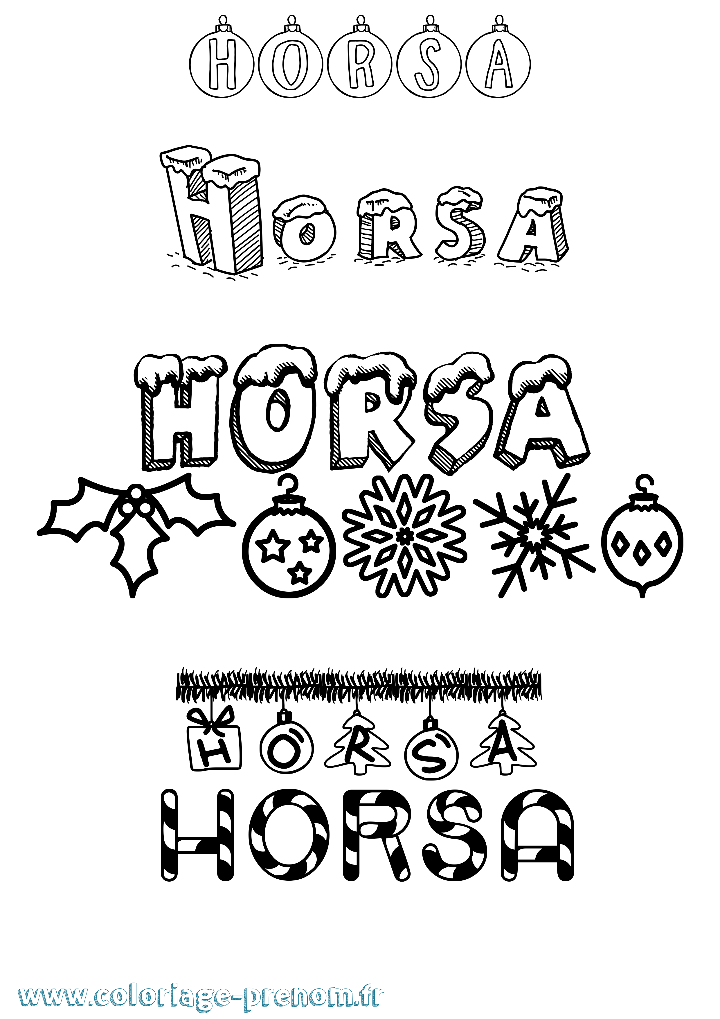Coloriage Horsa Noël Coloriage prénom Horsa Noël