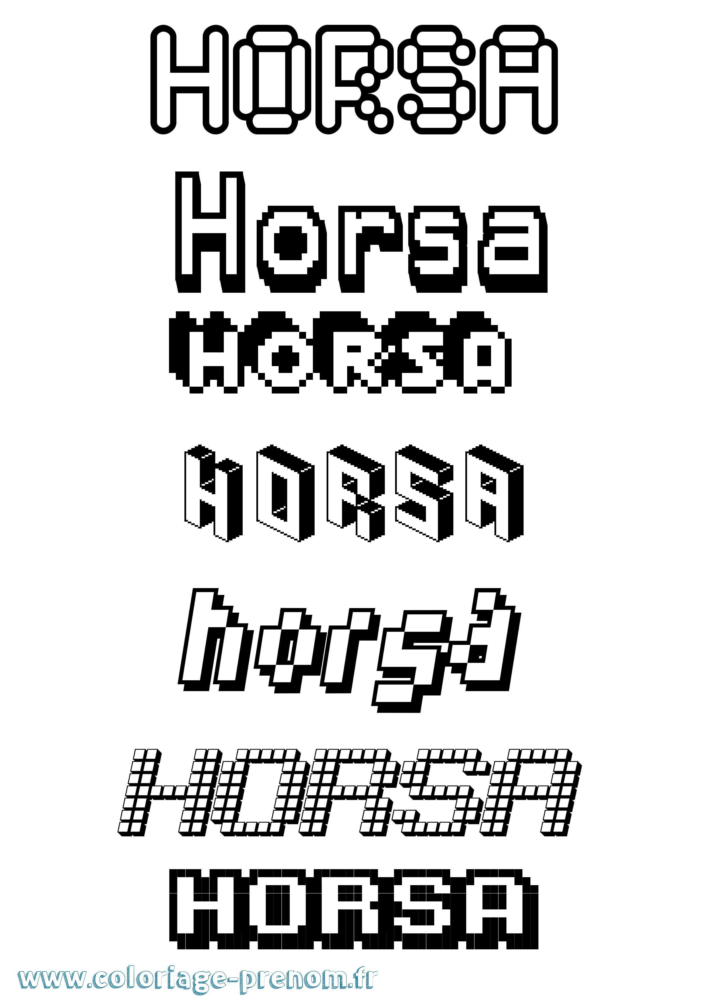 Coloriage Horsa Pixel Coloriage prénom Horsa Pixel