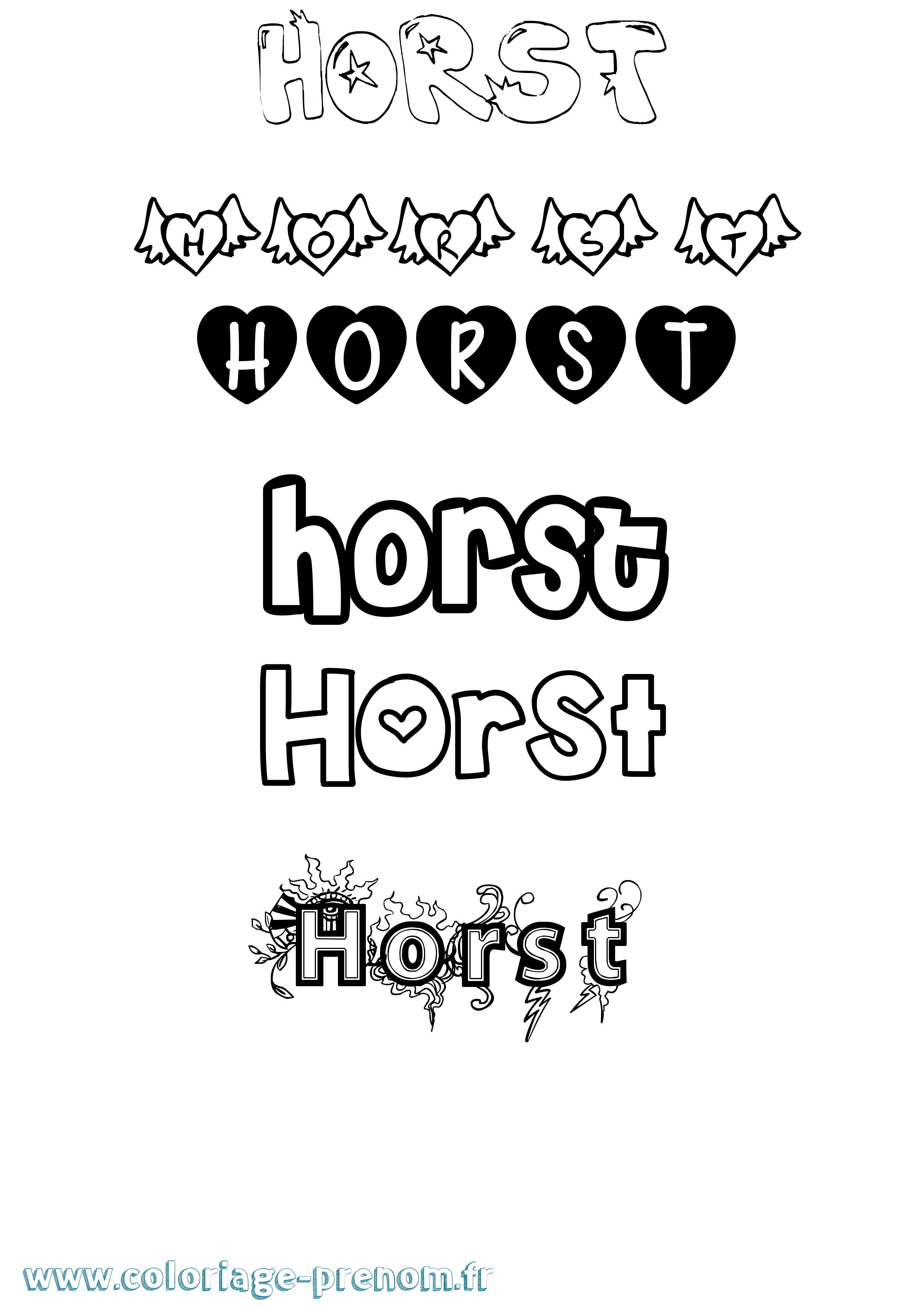 Coloriage Horst Girly Coloriage prénom Horst Girly