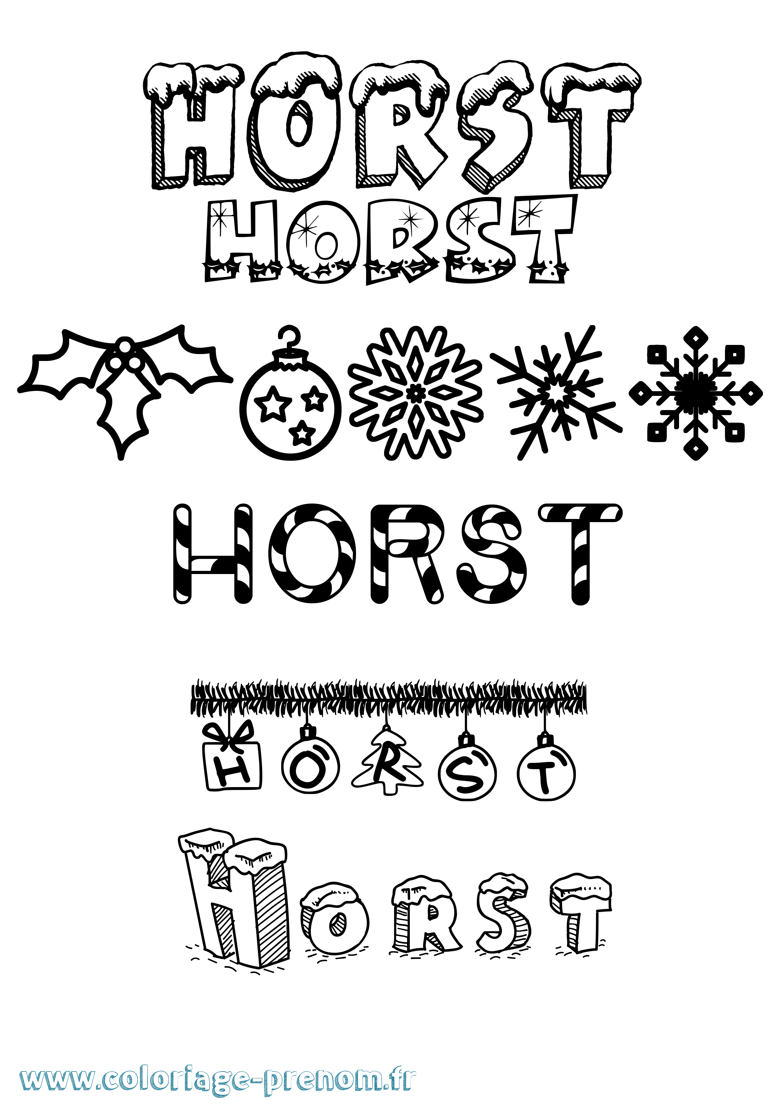 Coloriage Horst Noël Coloriage prénom Horst Noël