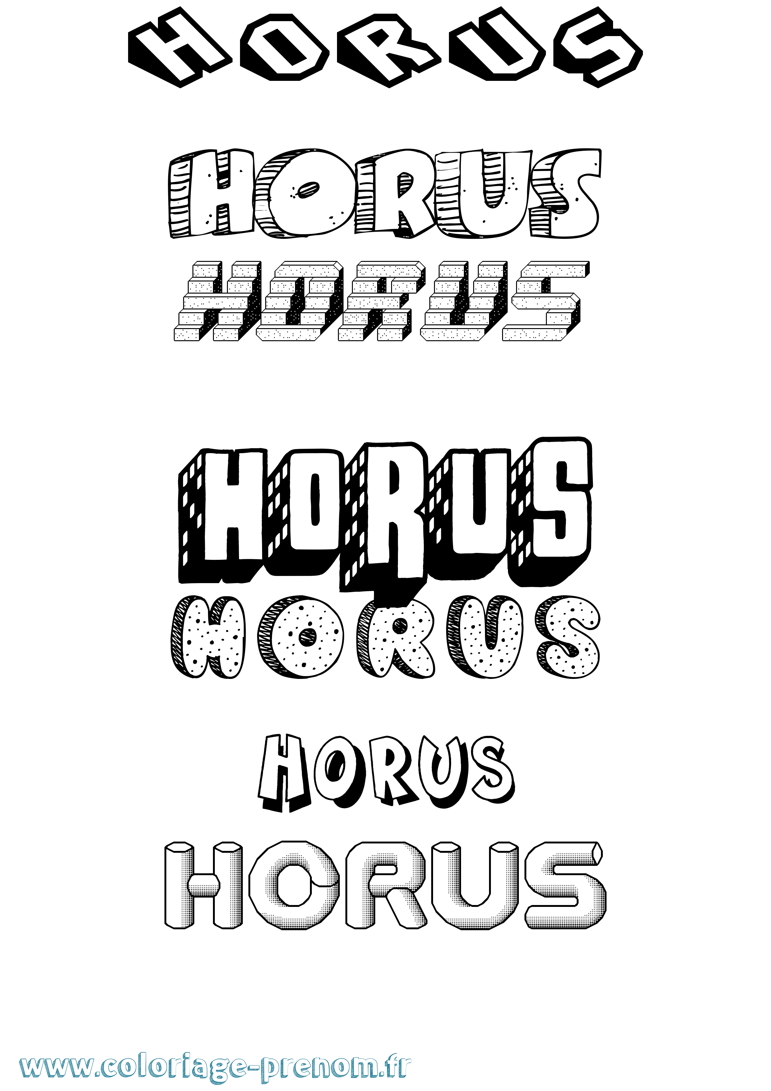 Coloriage Horus Effet 3D Coloriage prénom Horus Effet 3D