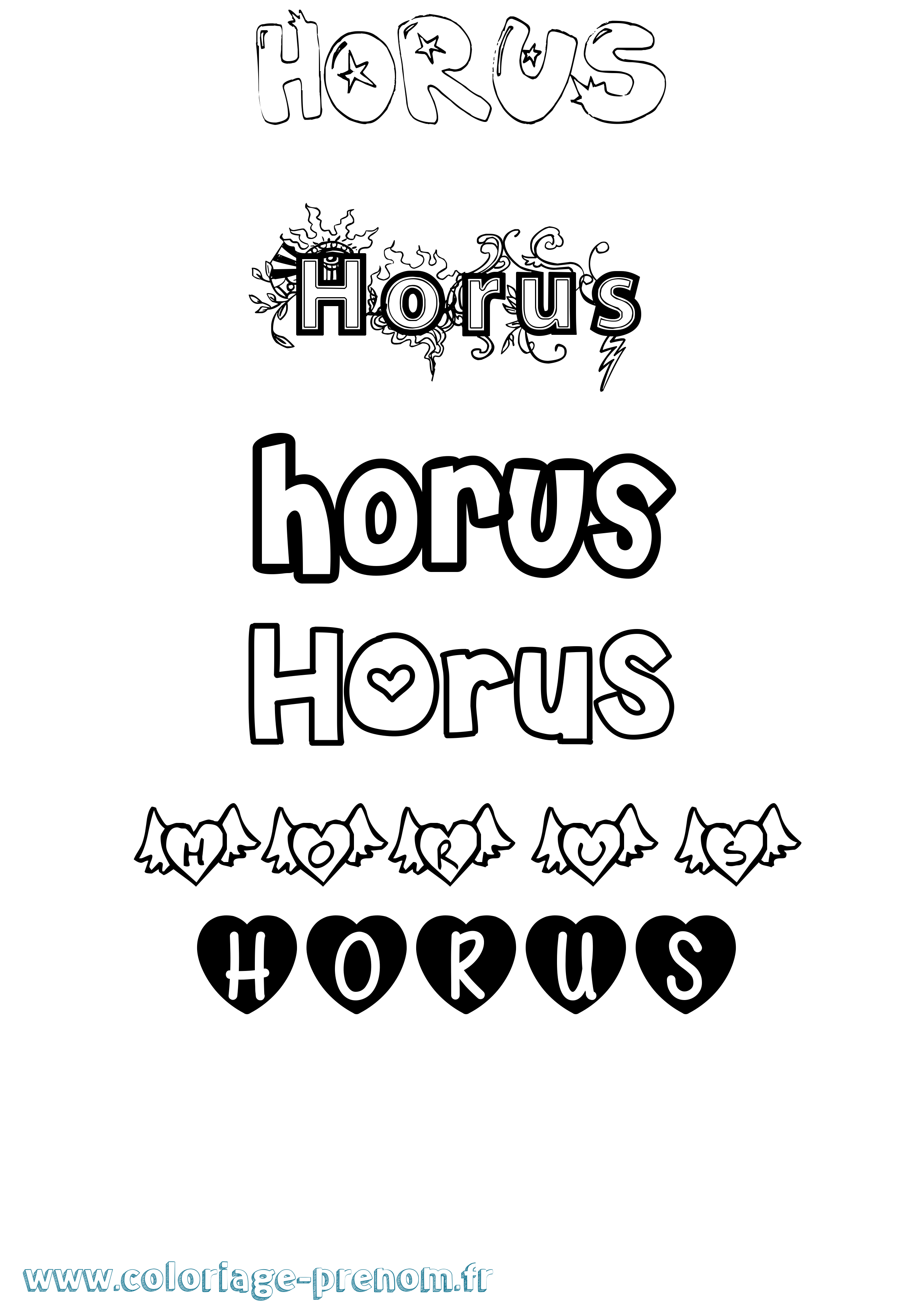 Coloriage Horus Girly Coloriage prénom Horus Girly
