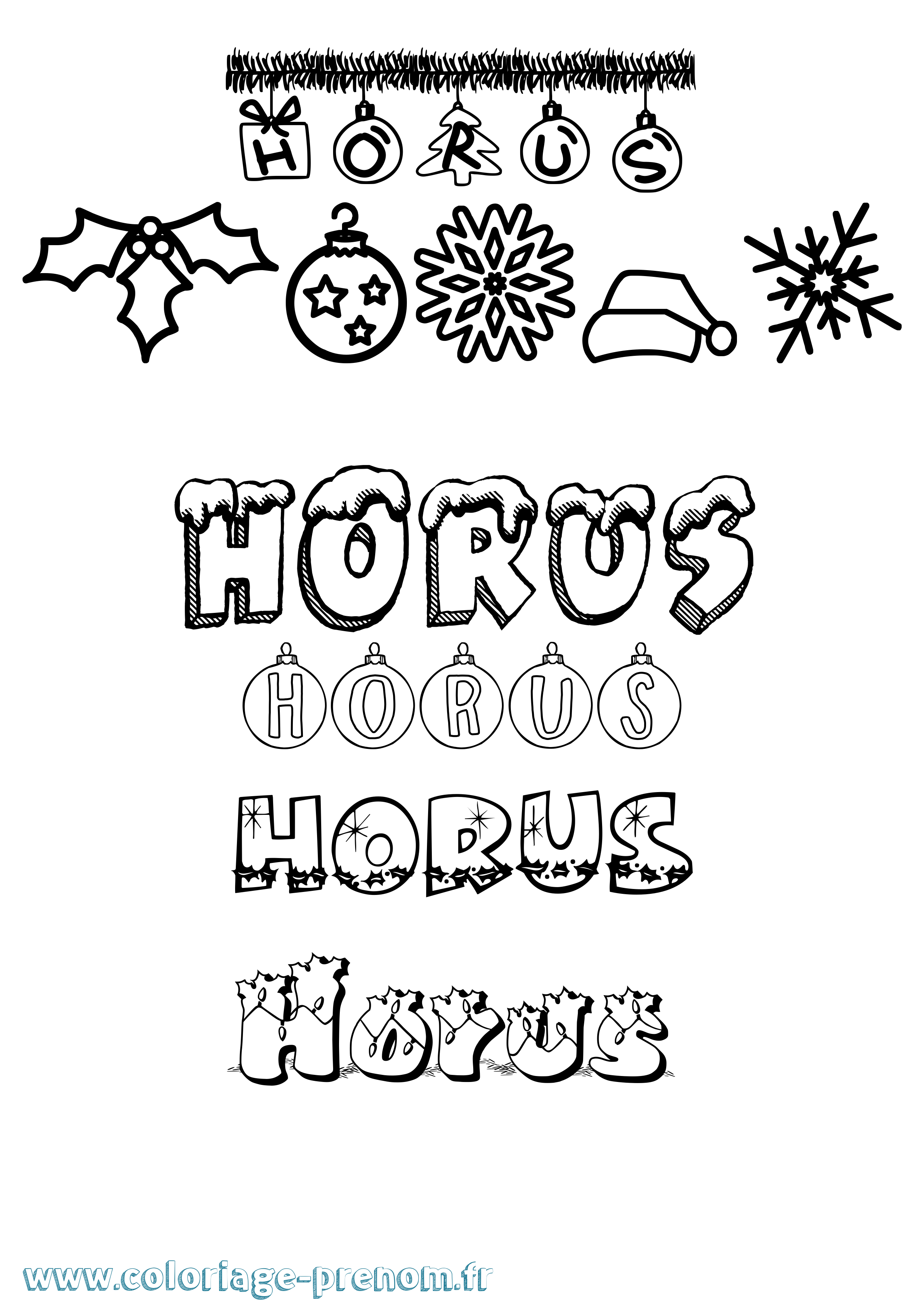 Coloriage Horus Noël Coloriage prénom Horus Noël