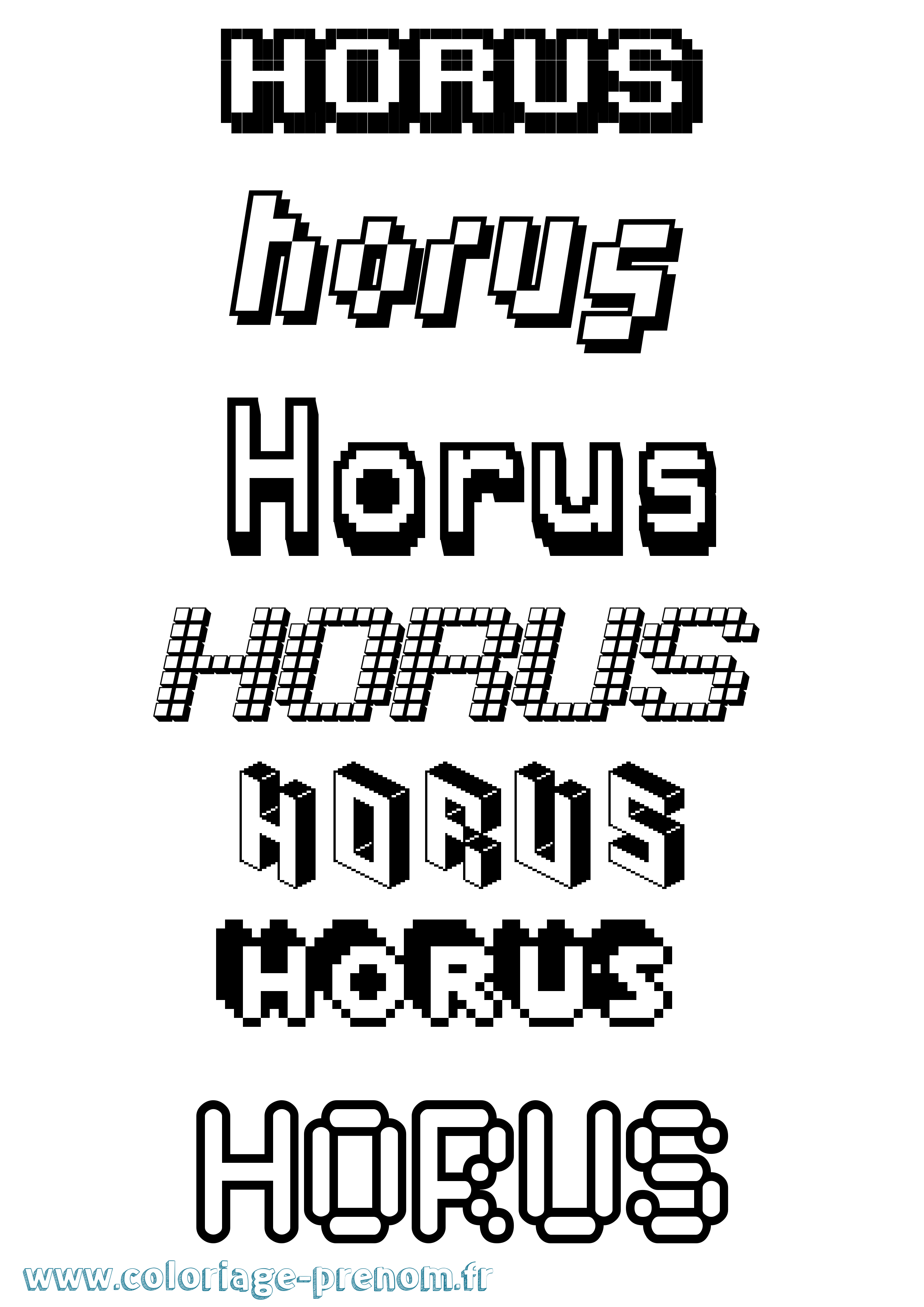 Coloriage Horus Pixel Coloriage prénom Horus Pixel