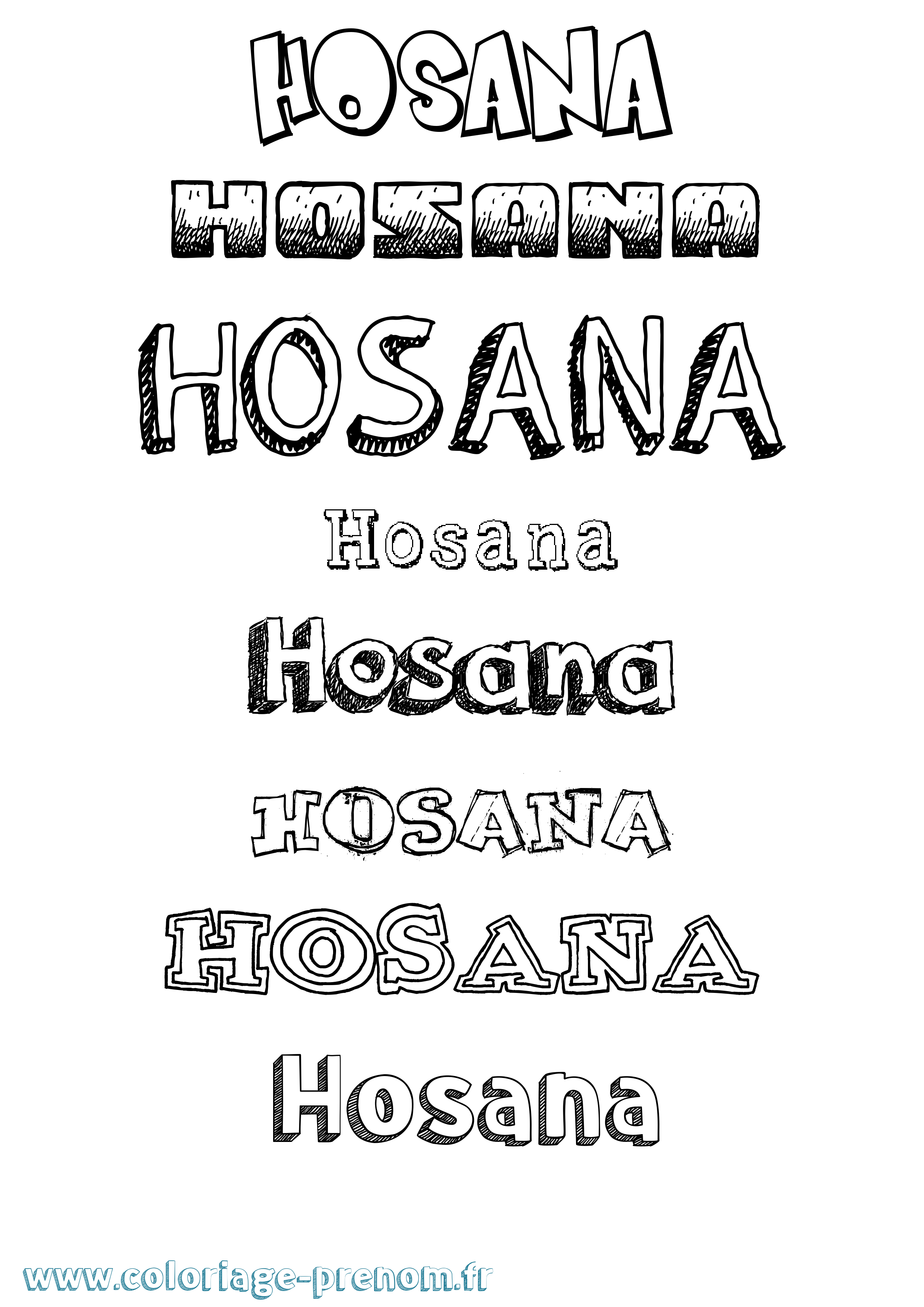 Coloriage Hosana Dessiné Coloriage prénom Hosana Dessiné