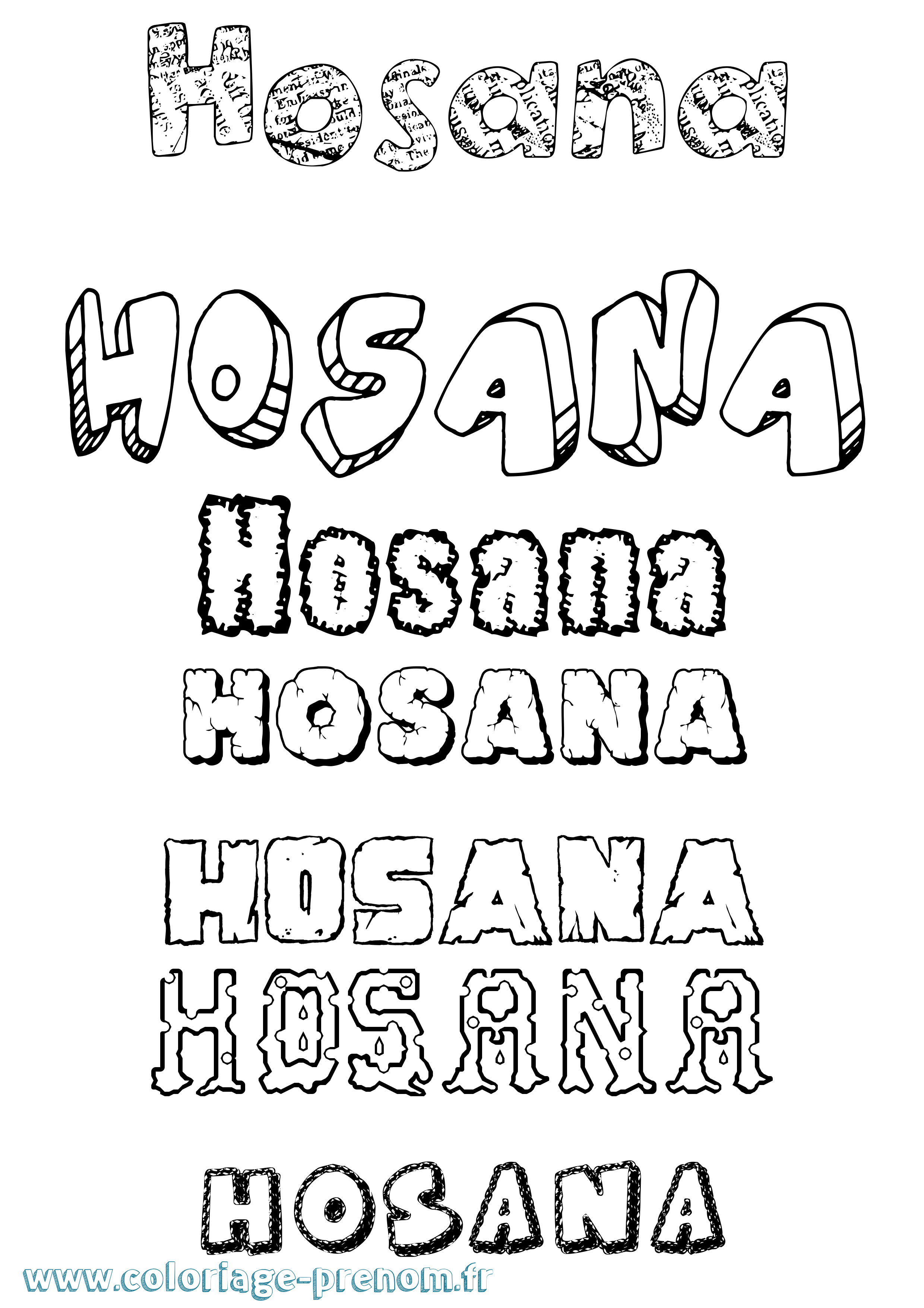 Coloriage Hosana Destructuré Coloriage prénom Hosana Destructuré