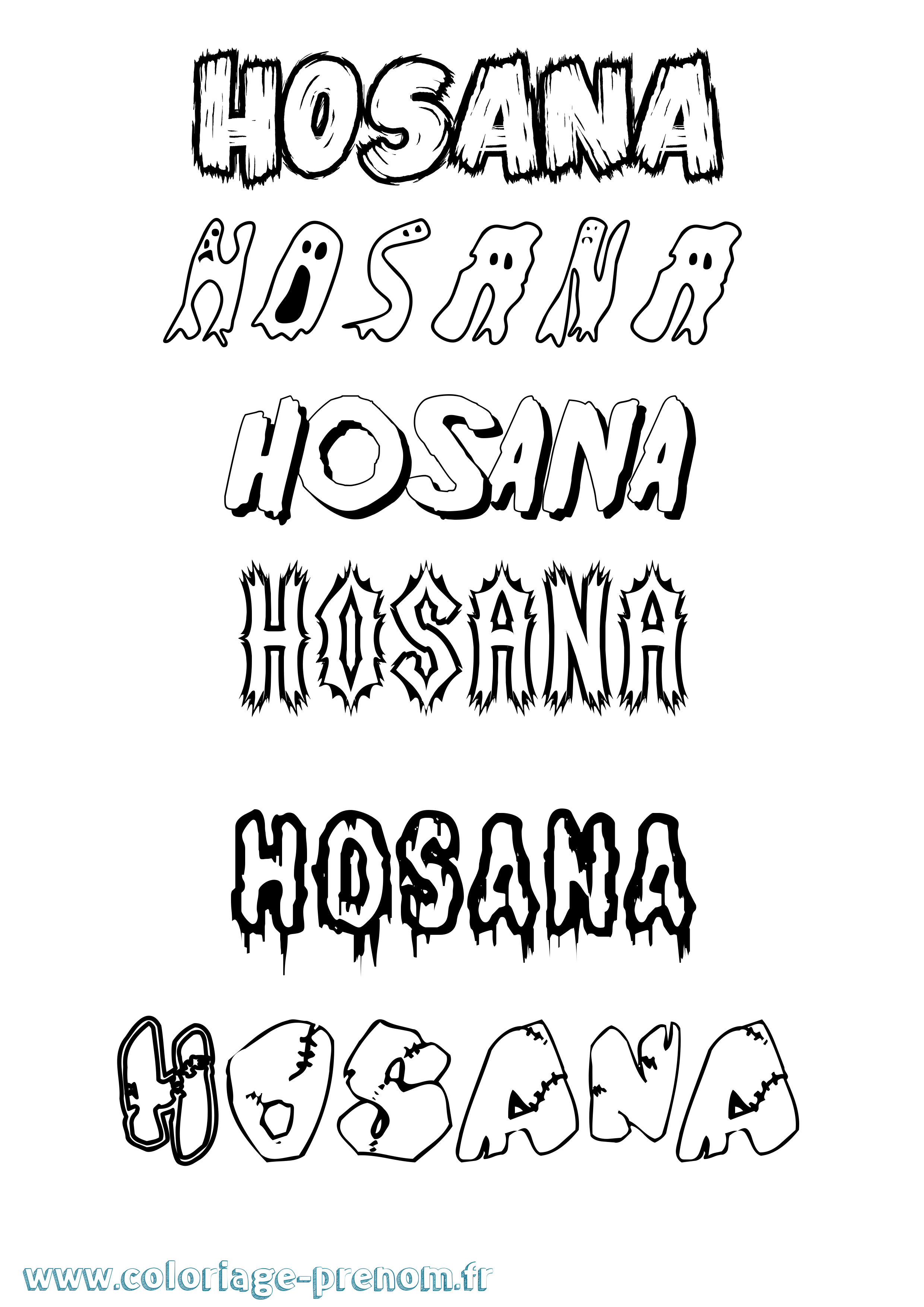 Coloriage Hosana Frisson Coloriage prénom Hosana Frisson
