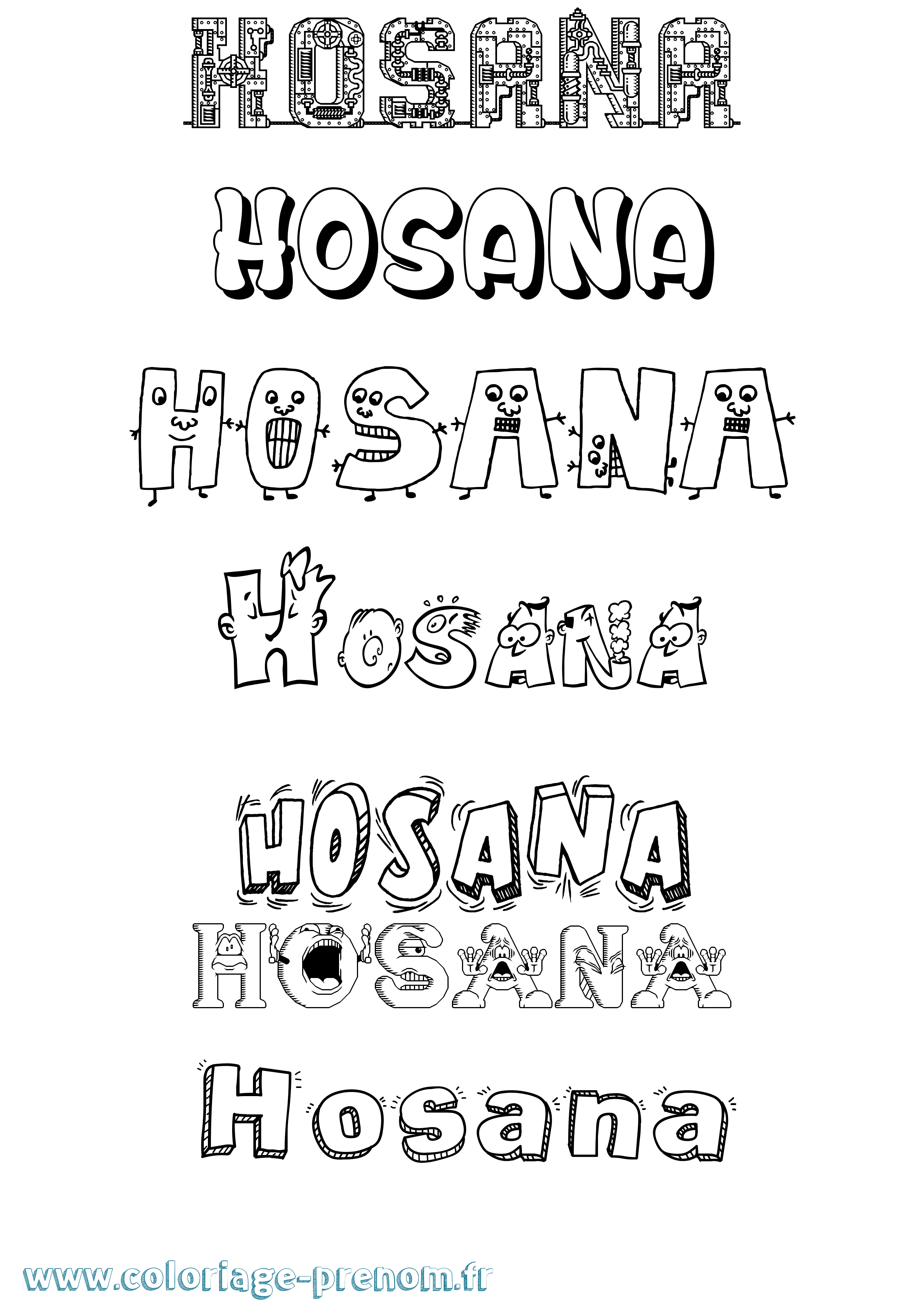 Coloriage Hosana Fun Coloriage prénom Hosana Fun