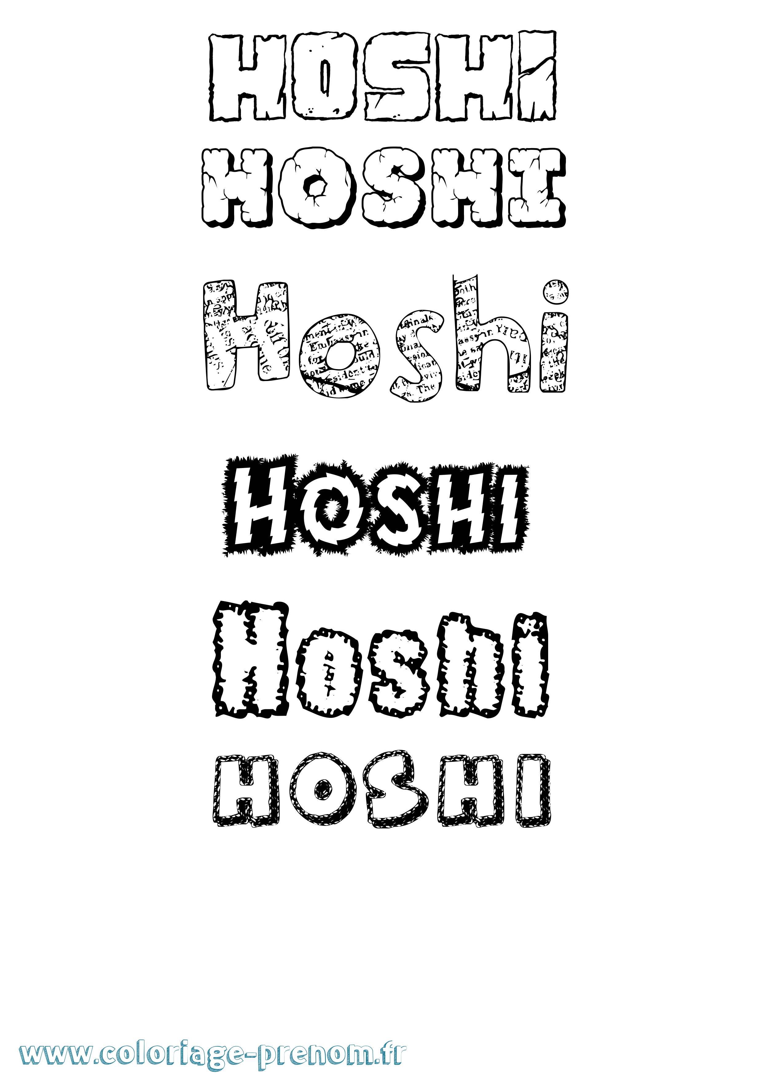 Coloriage Hoshi Destructuré Coloriage prénom Hoshi Destructuré