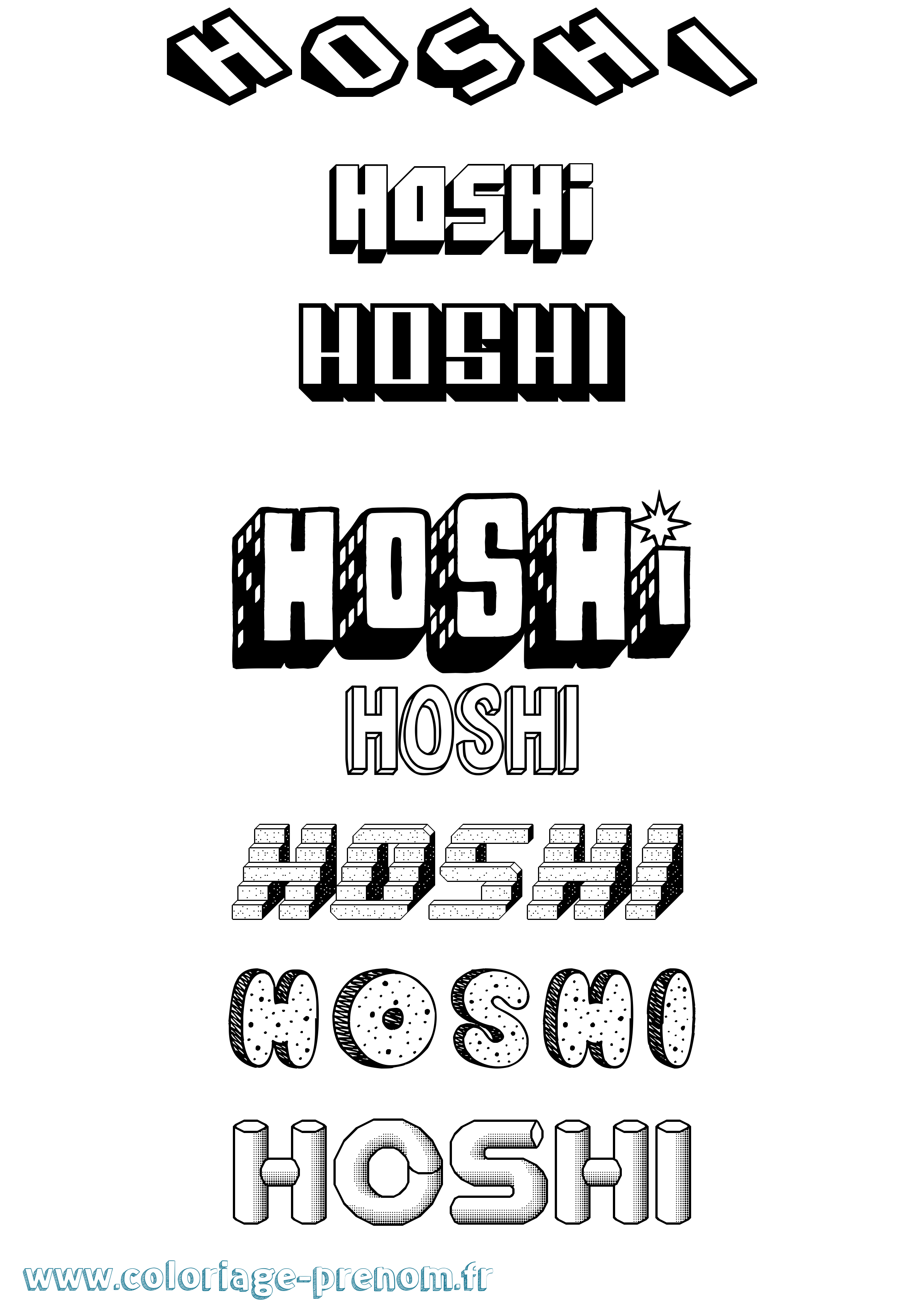 Coloriage Hoshi Effet 3D Coloriage prénom Hoshi Effet 3D