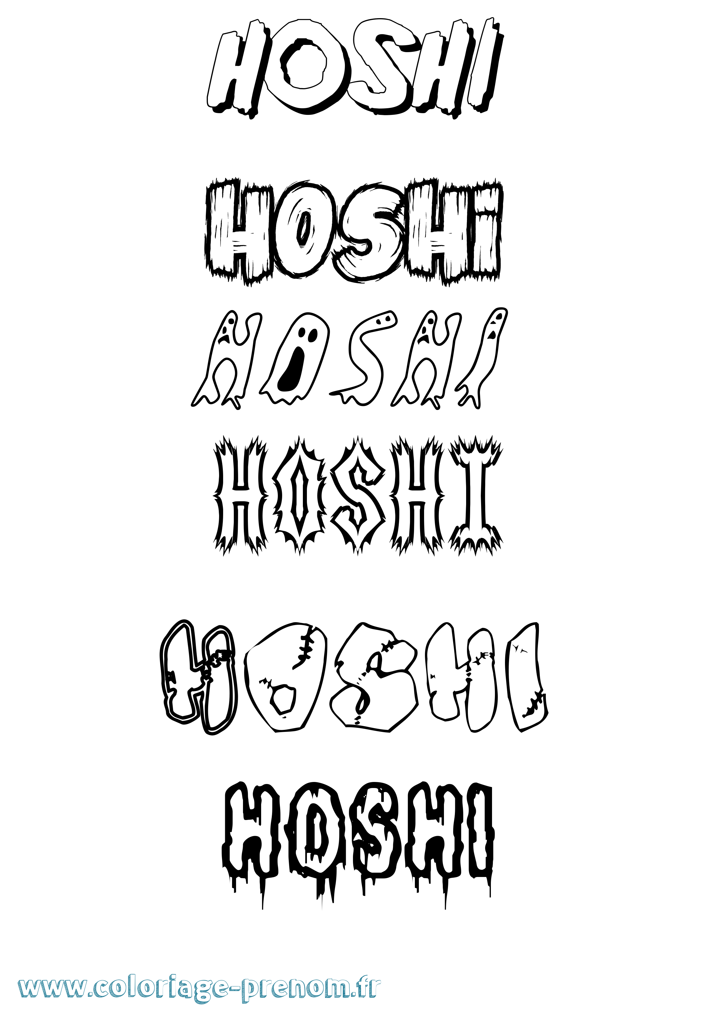 Coloriage Hoshi Frisson Coloriage prénom Hoshi Frisson