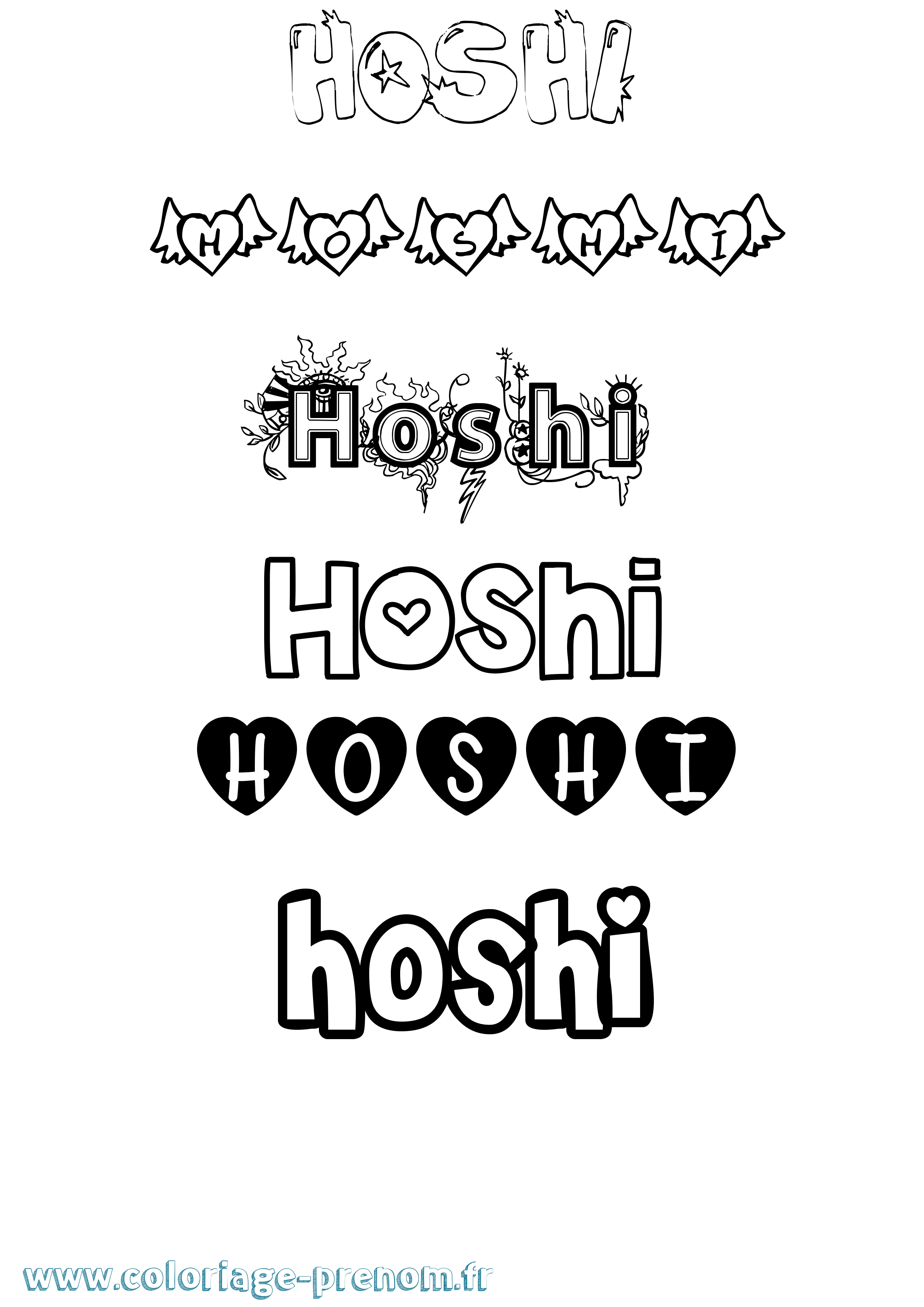 Coloriage Hoshi Girly Coloriage prénom Hoshi Girly