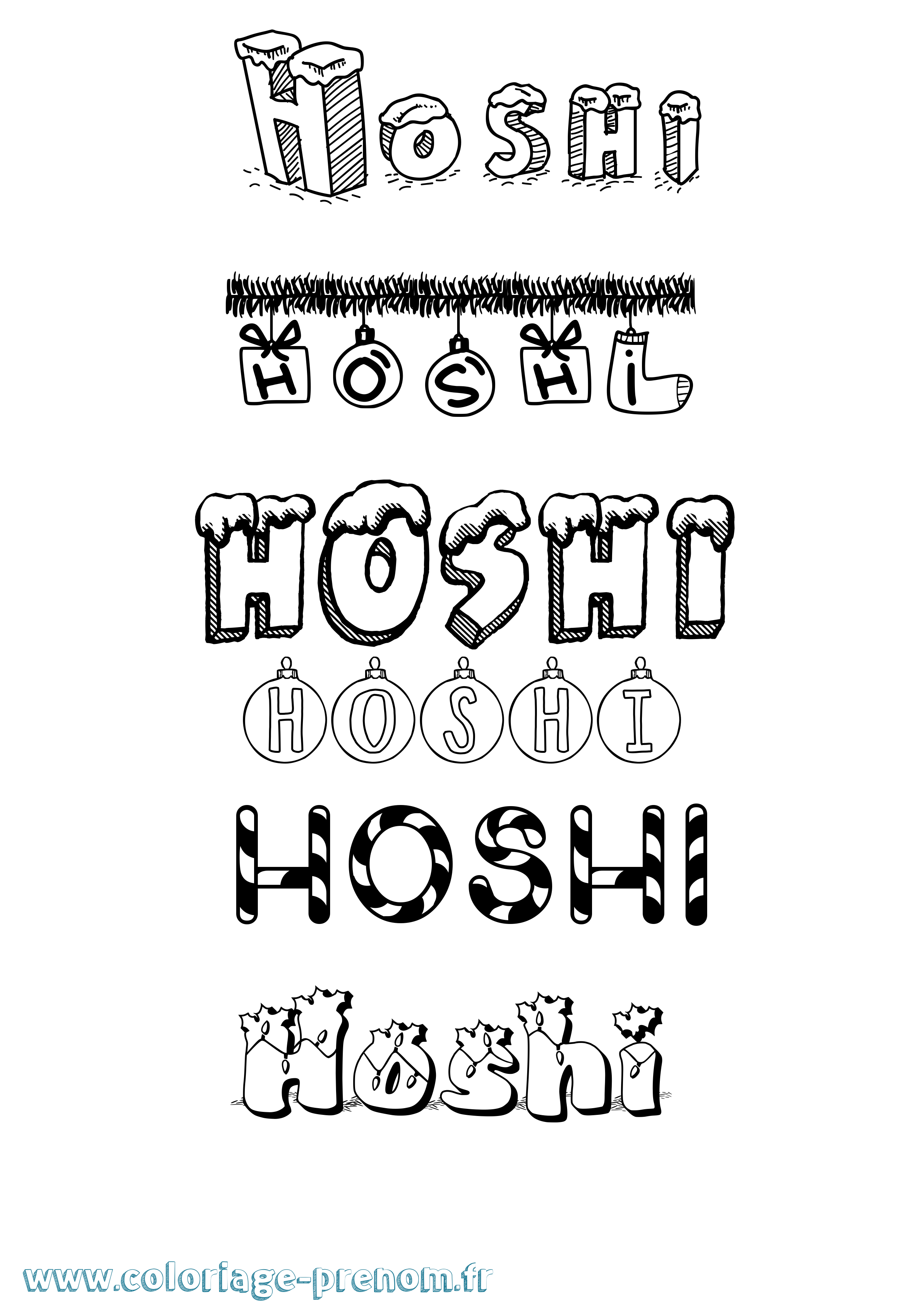 Coloriage Hoshi Noël Coloriage prénom Hoshi Noël