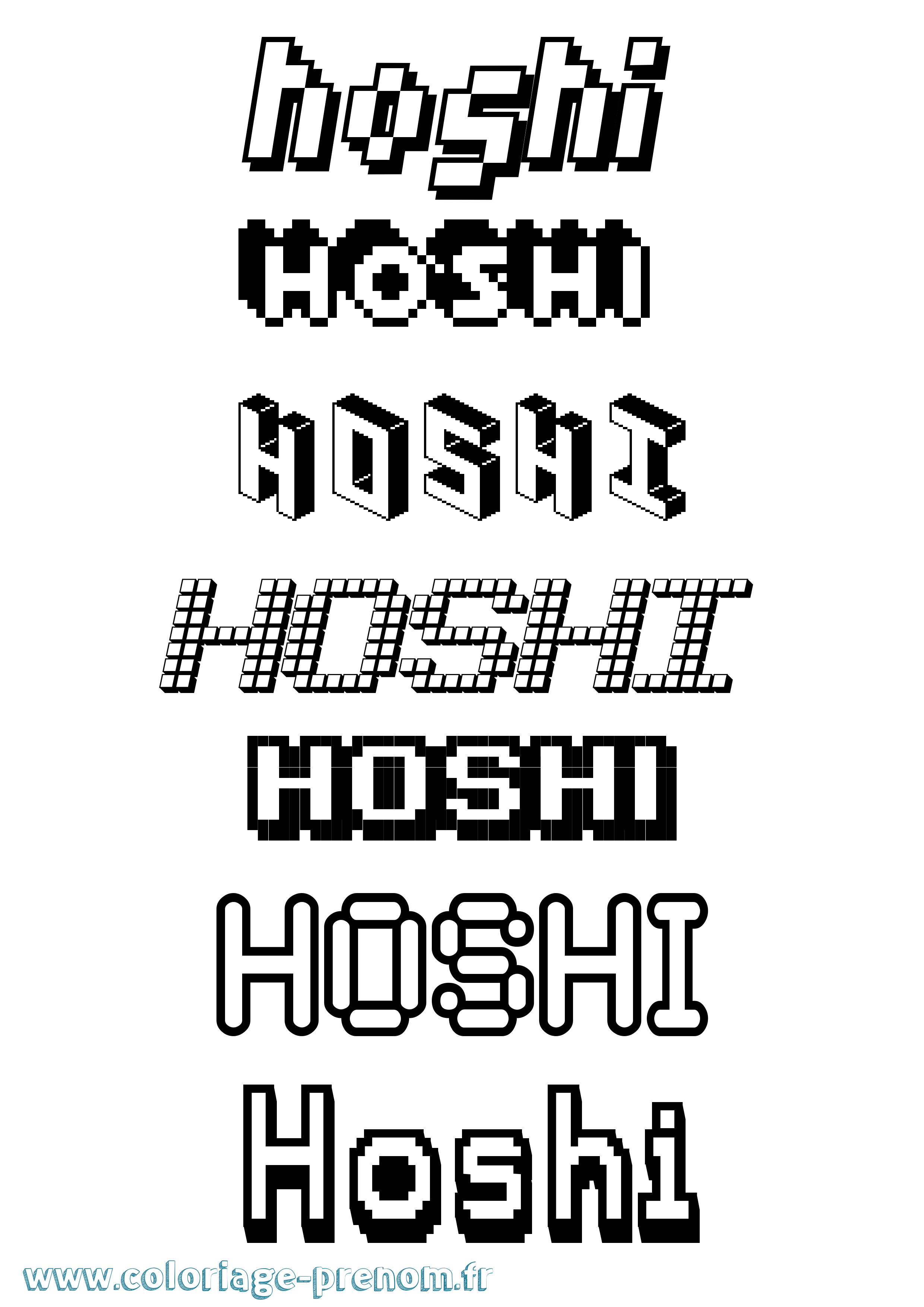 Coloriage Hoshi Pixel Coloriage prénom Hoshi Pixel