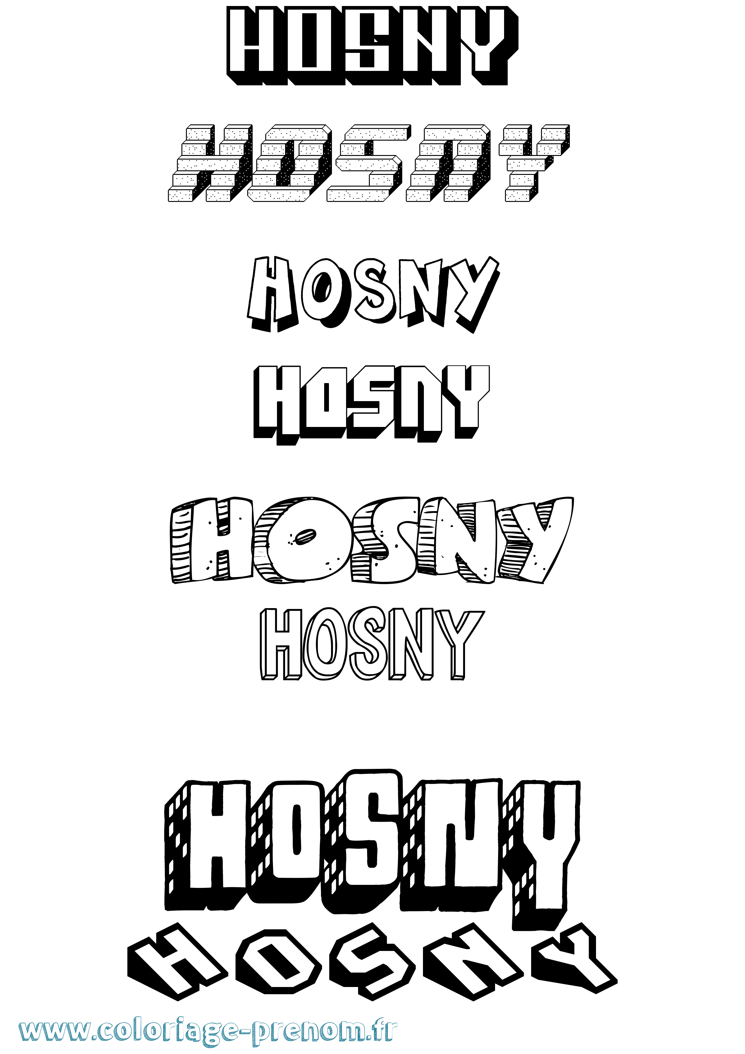 Coloriage Hosny Effet 3D Coloriage prénom Hosny Effet 3D