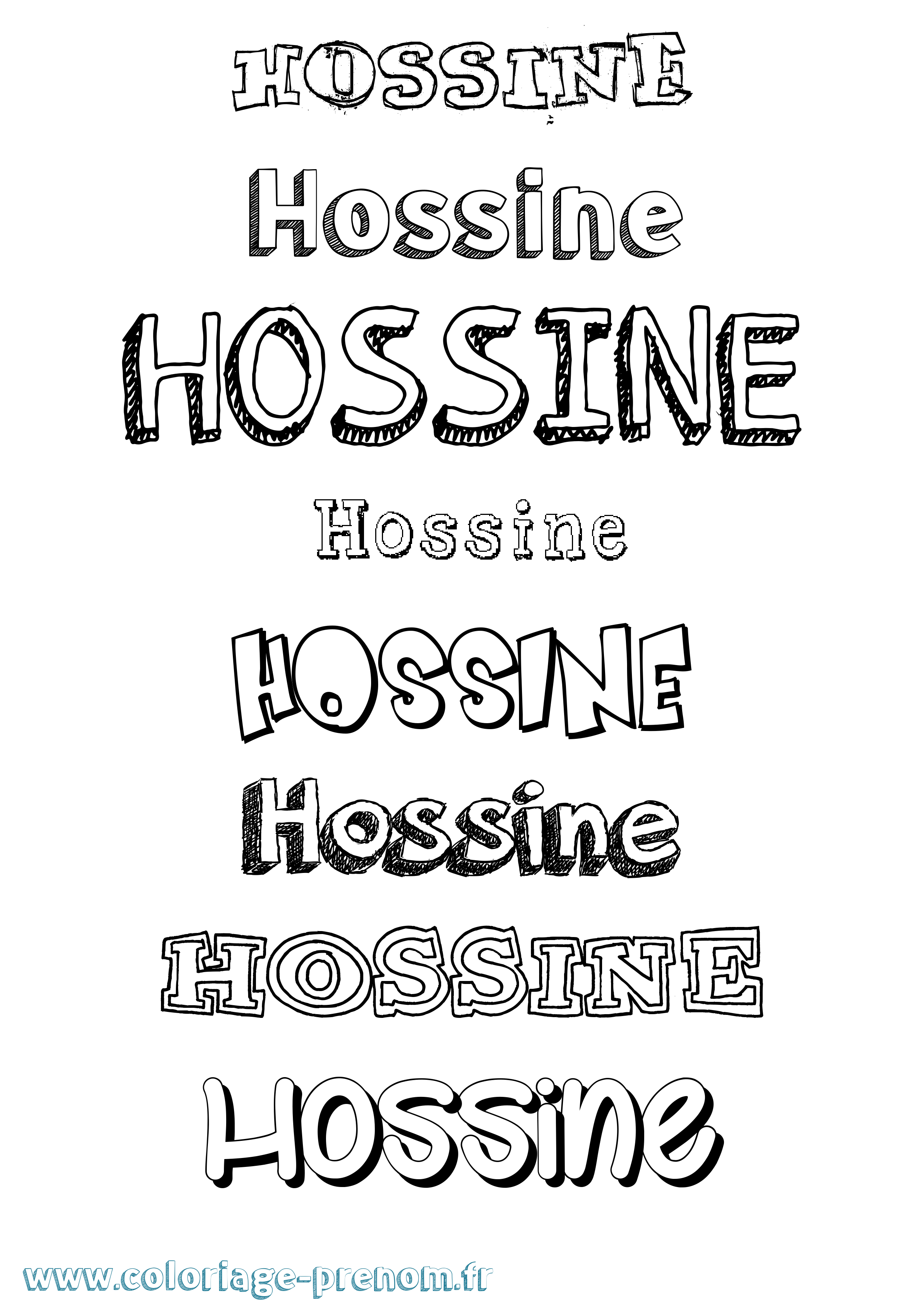 Coloriage Hossine Dessiné Coloriage prénom Hossine Dessiné
