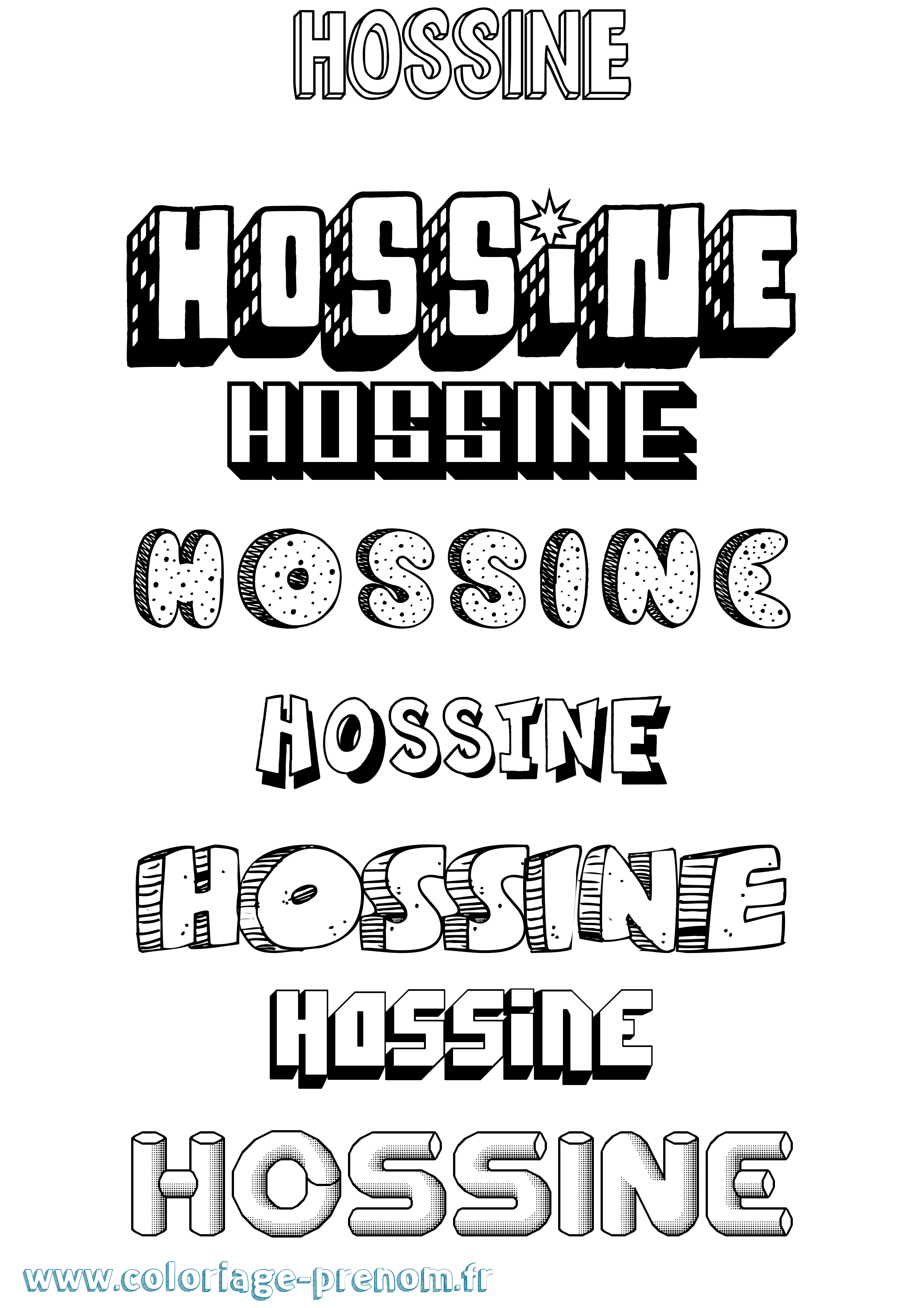 Coloriage Hossine Effet 3D Coloriage prénom Hossine Effet 3D
