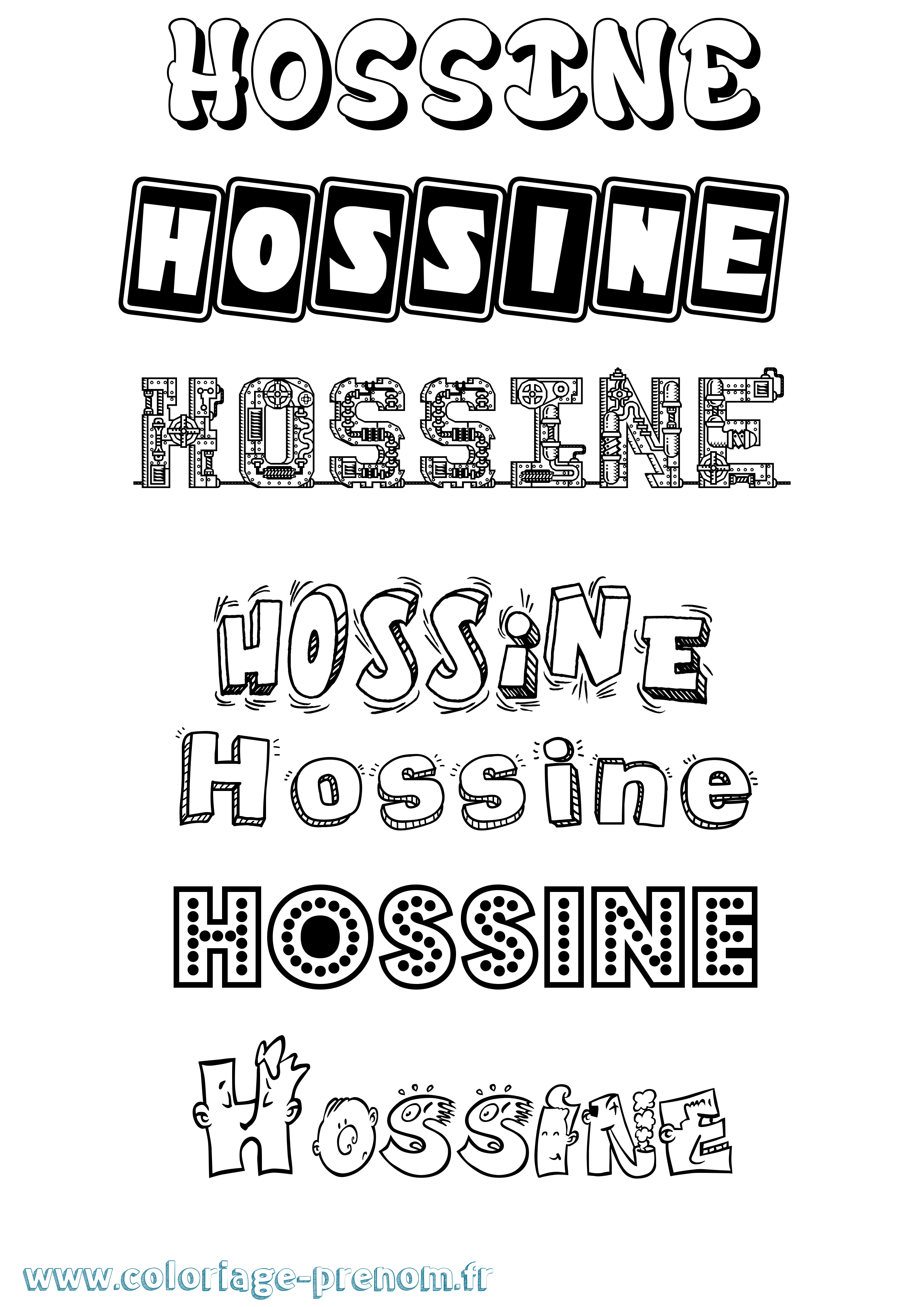 Coloriage Hossine Fun Coloriage prénom Hossine Fun