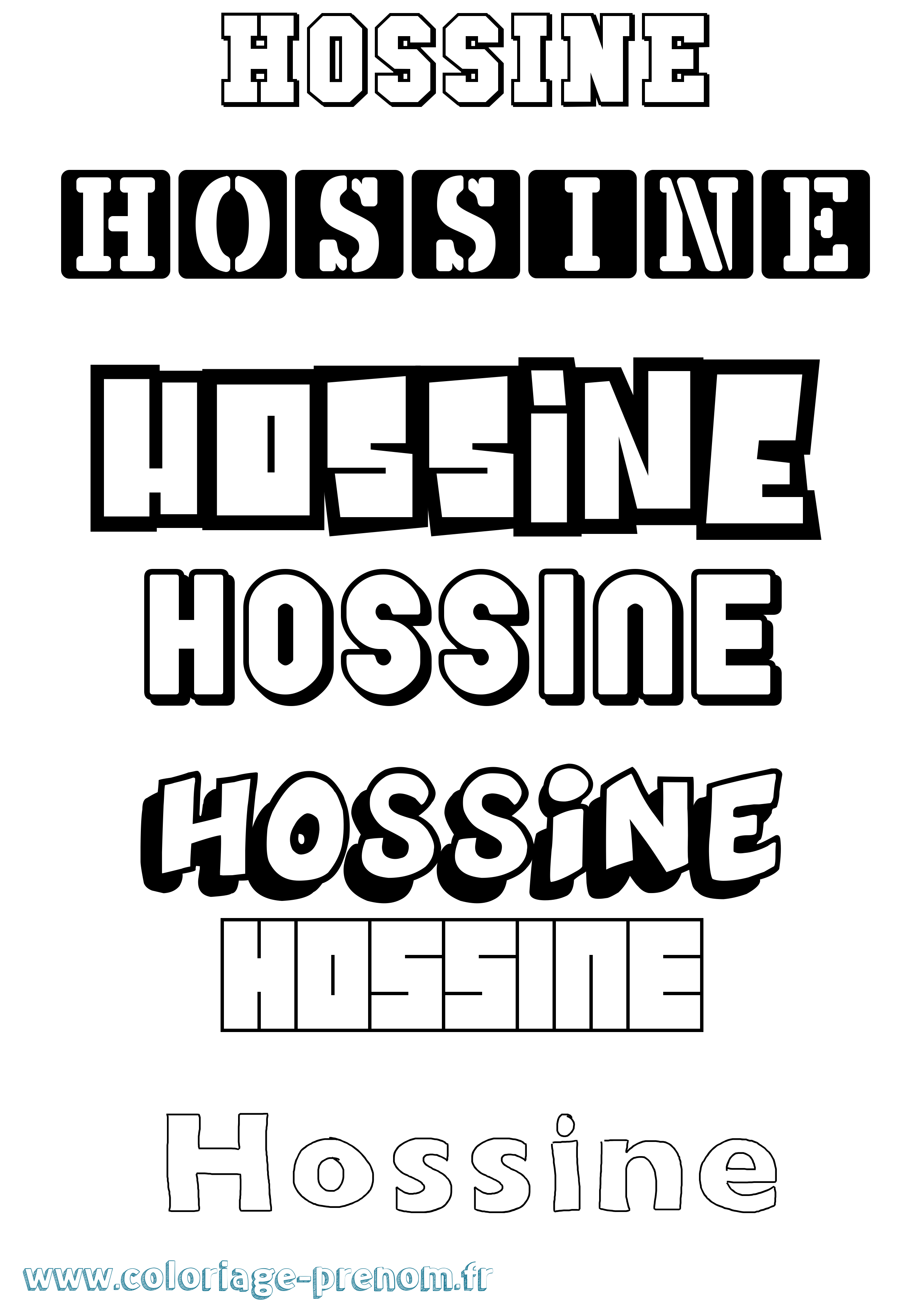 Coloriage Hossine Simple Coloriage prénom Hossine Simple