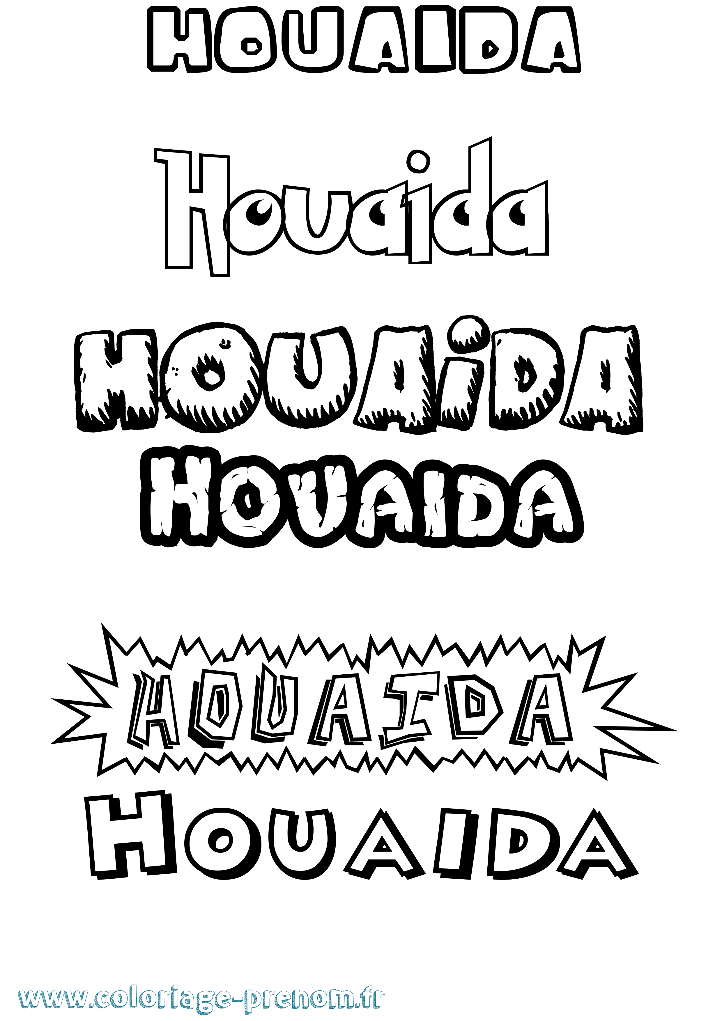 Coloriage Houaida Dessin Animé Coloriage prénom Houaida Dessin Animé