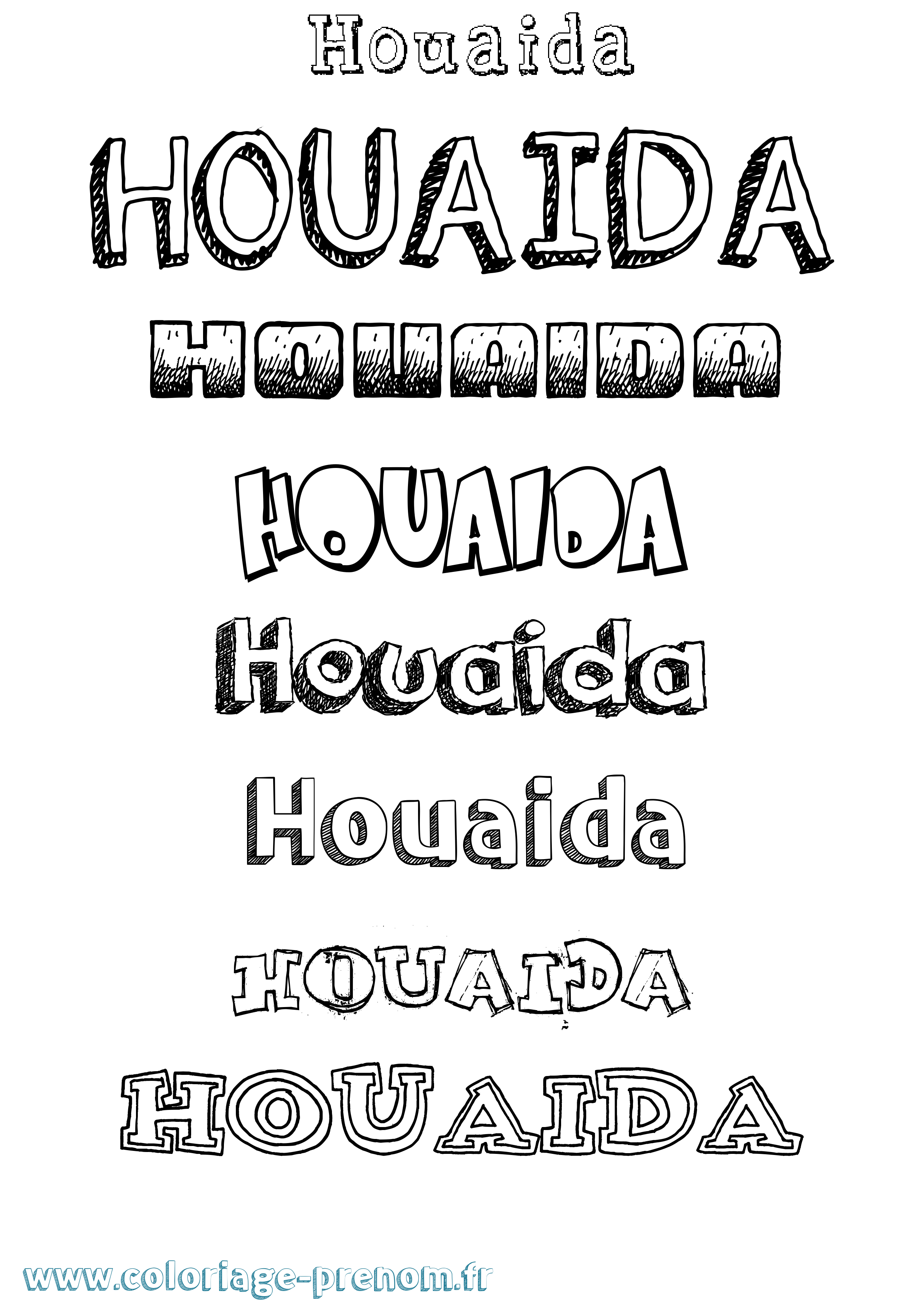 Coloriage Houaida Dessiné Coloriage prénom Houaida Dessiné