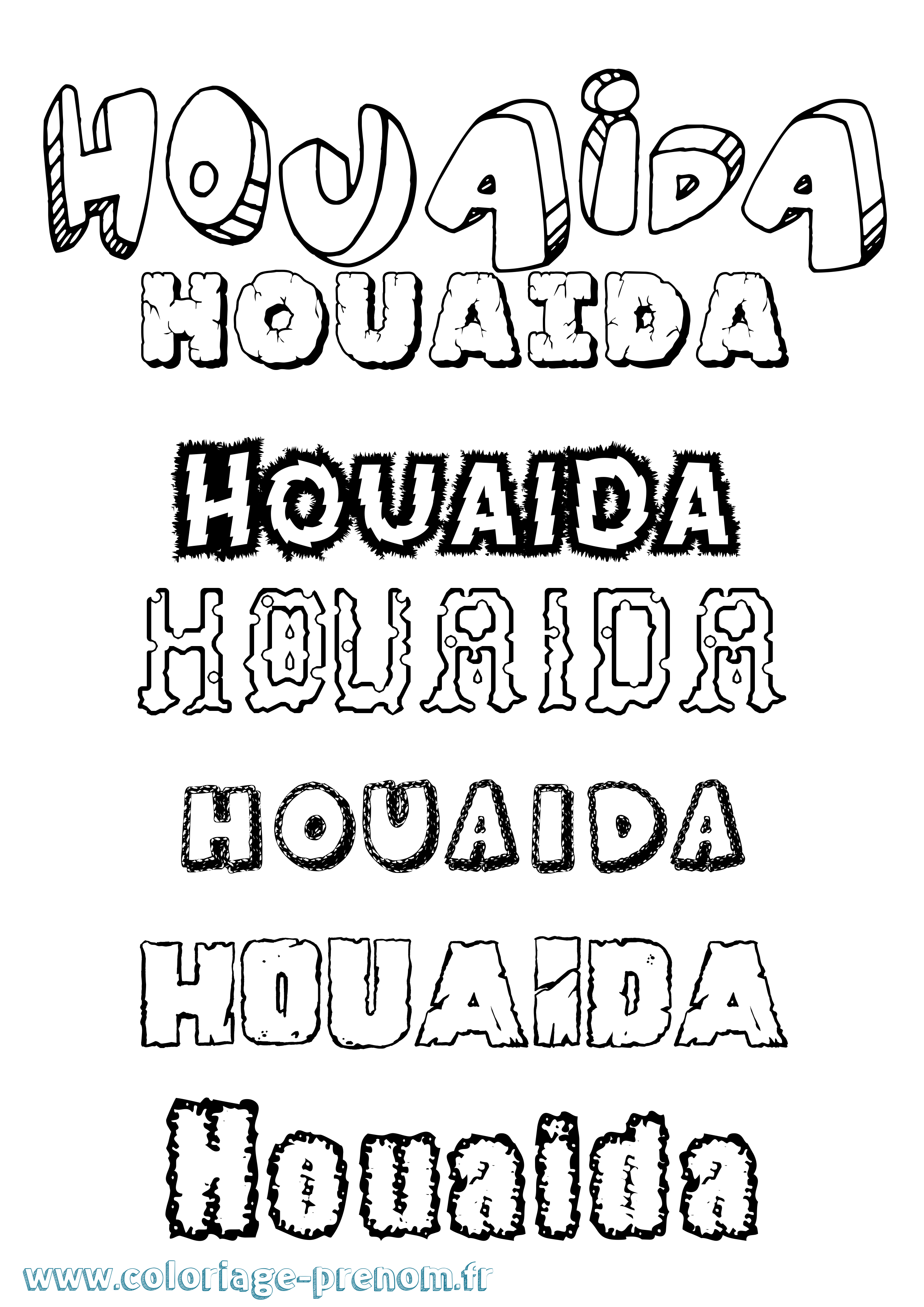 Coloriage Houaida Destructuré Coloriage prénom Houaida Destructuré