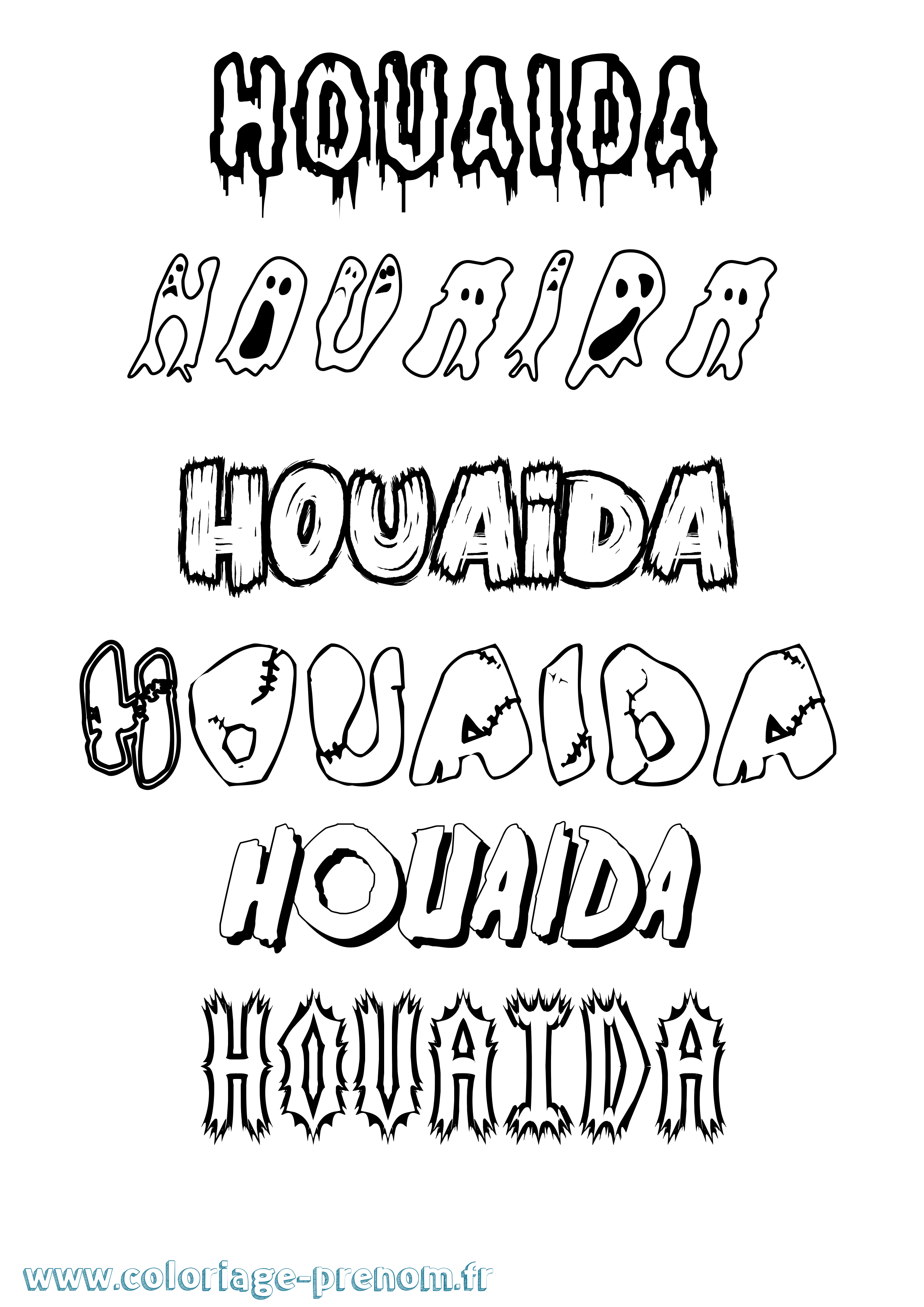 Coloriage Houaida Frisson Coloriage prénom Houaida Frisson