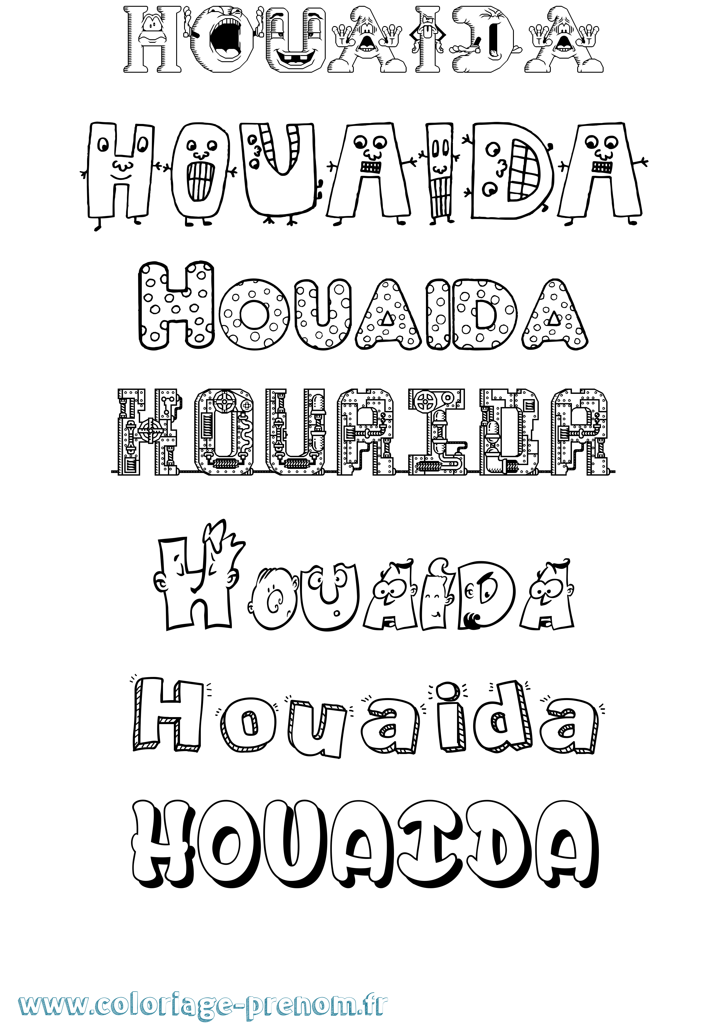 Coloriage Houaida Fun Coloriage prénom Houaida Fun