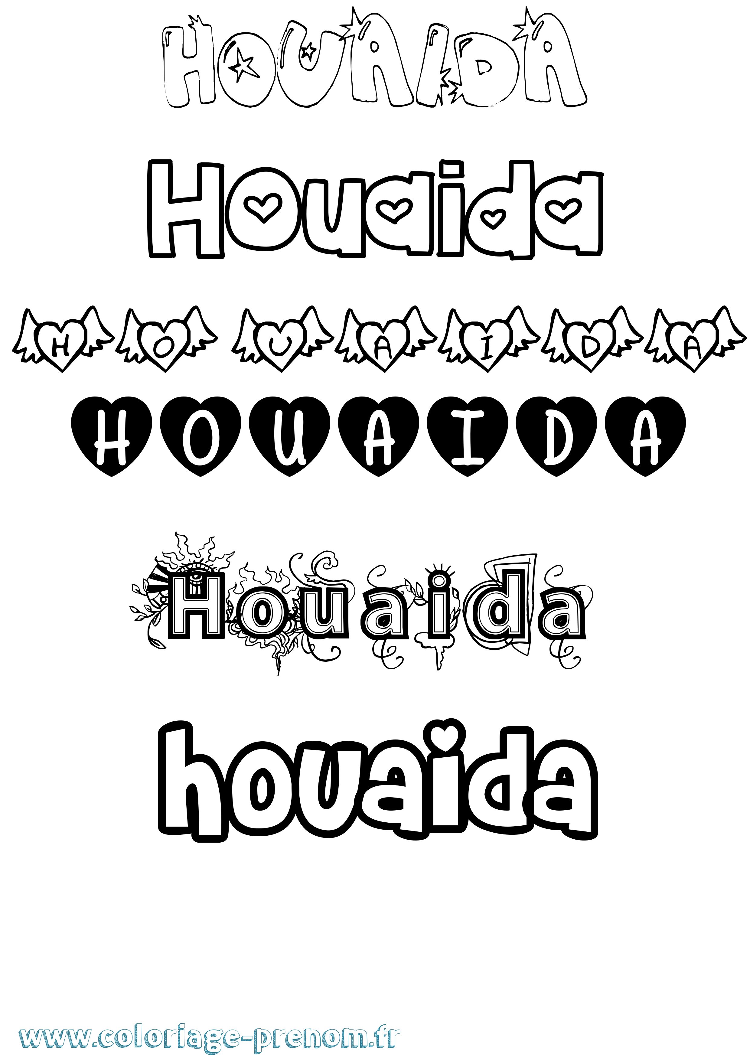 Coloriage Houaida Girly Coloriage prénom Houaida Girly