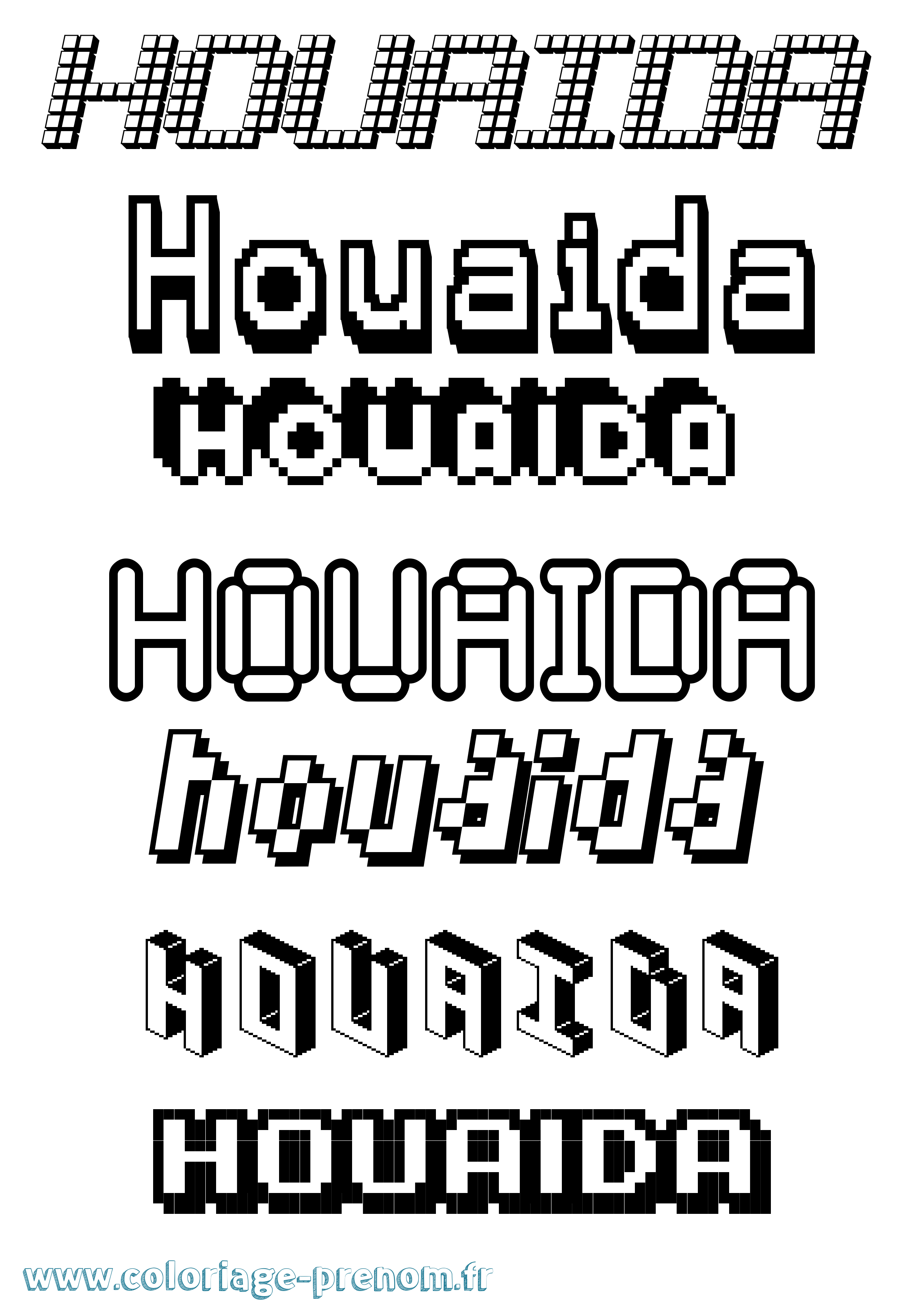Coloriage Houaida Pixel Coloriage prénom Houaida Pixel
